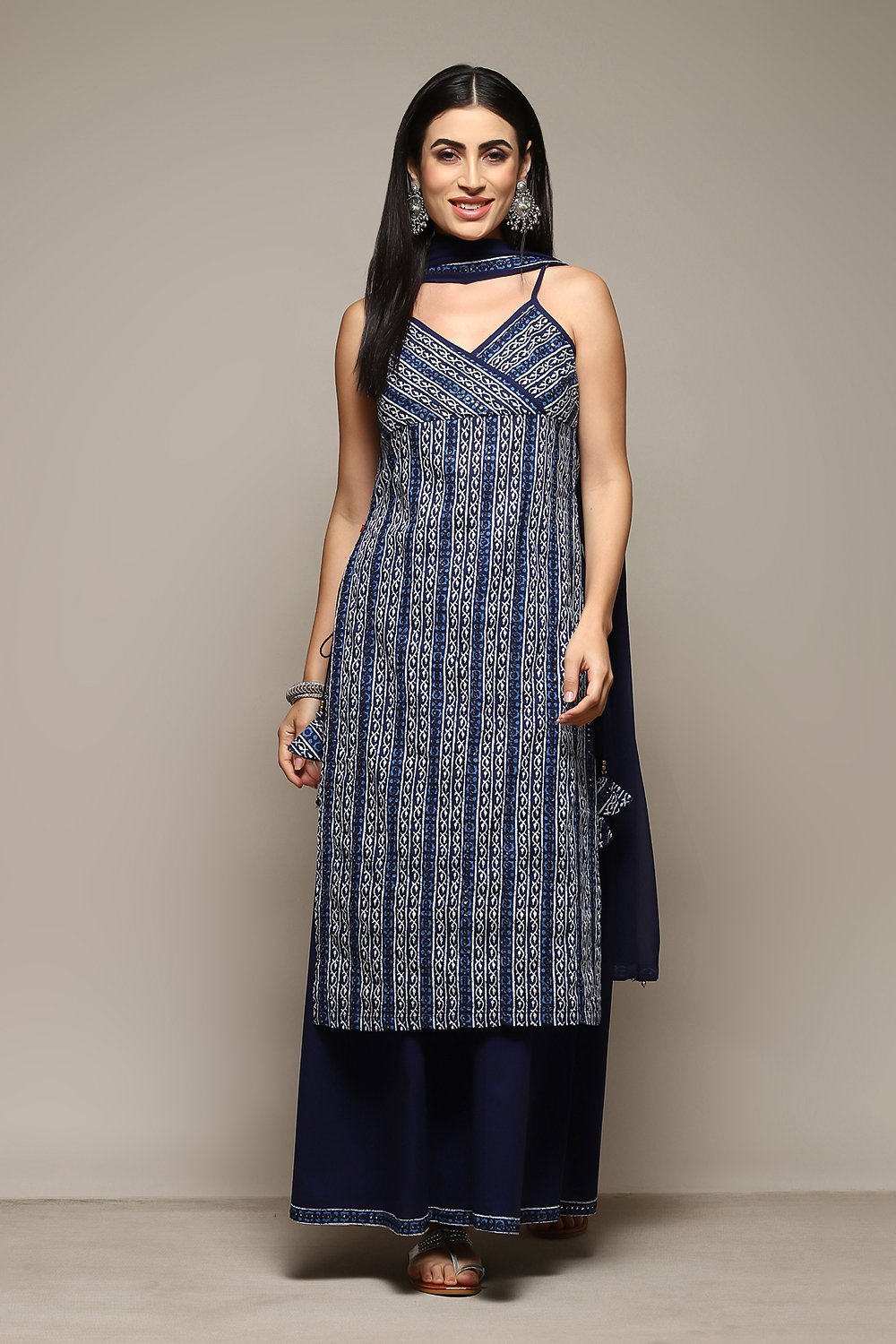 Red Cotton Straight Printed Kurta Sharara Suit Set image number 7