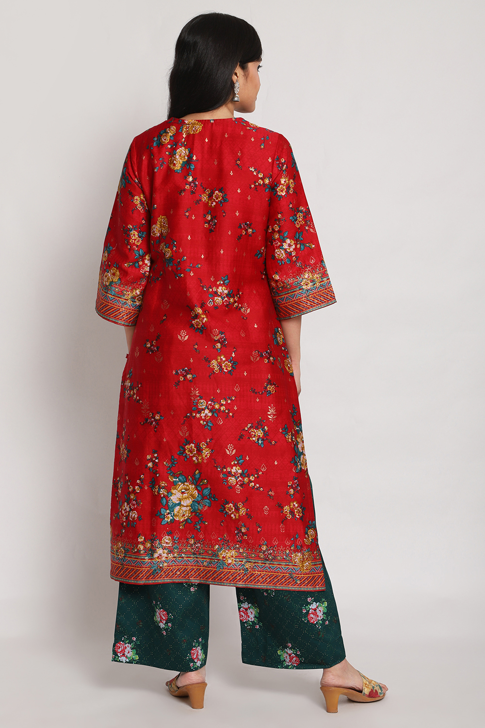 Mustard Cotton Straight Printed Kurta image number 4