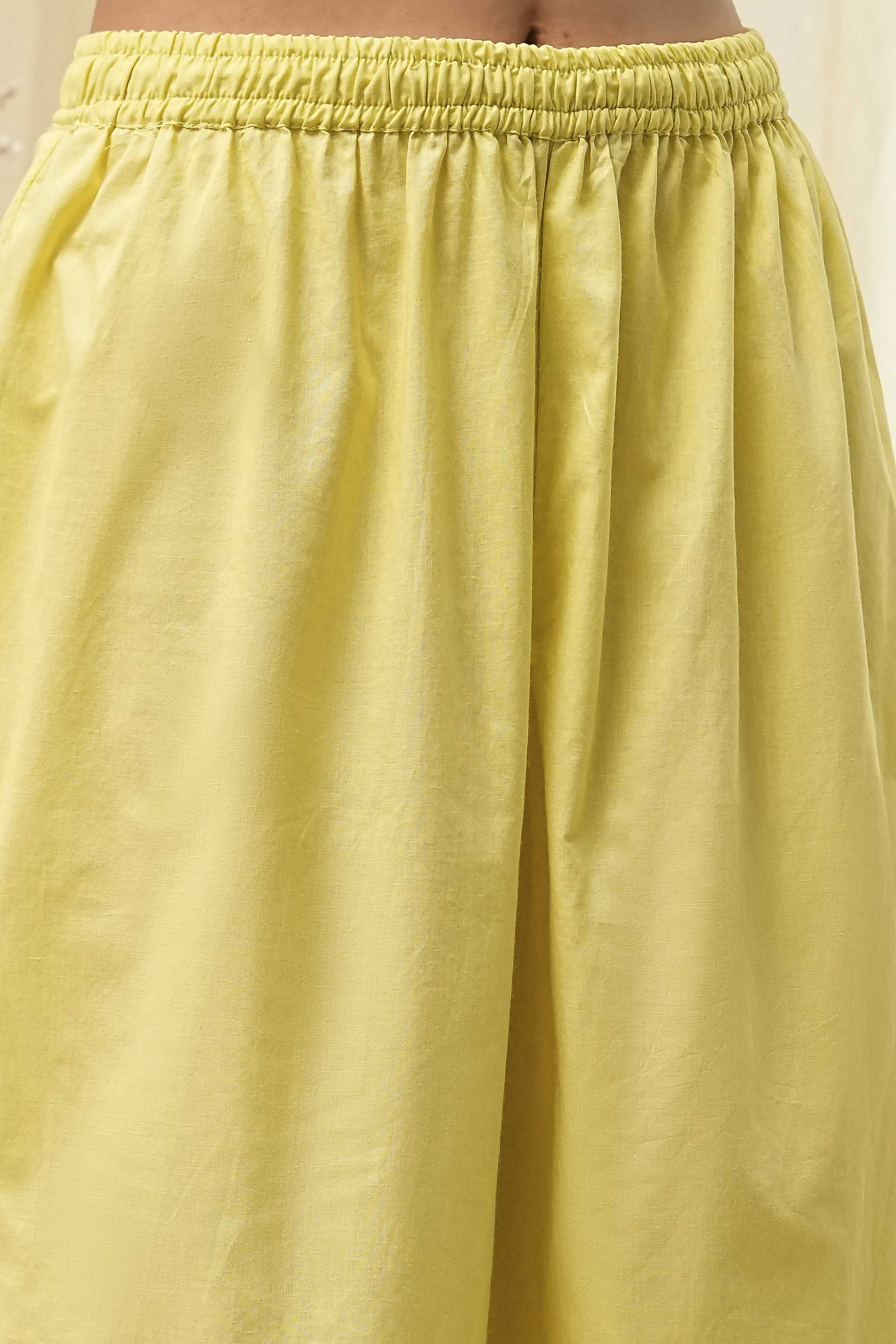 Lime Modal Blend Embroidered Gathered Suit Set image number 2