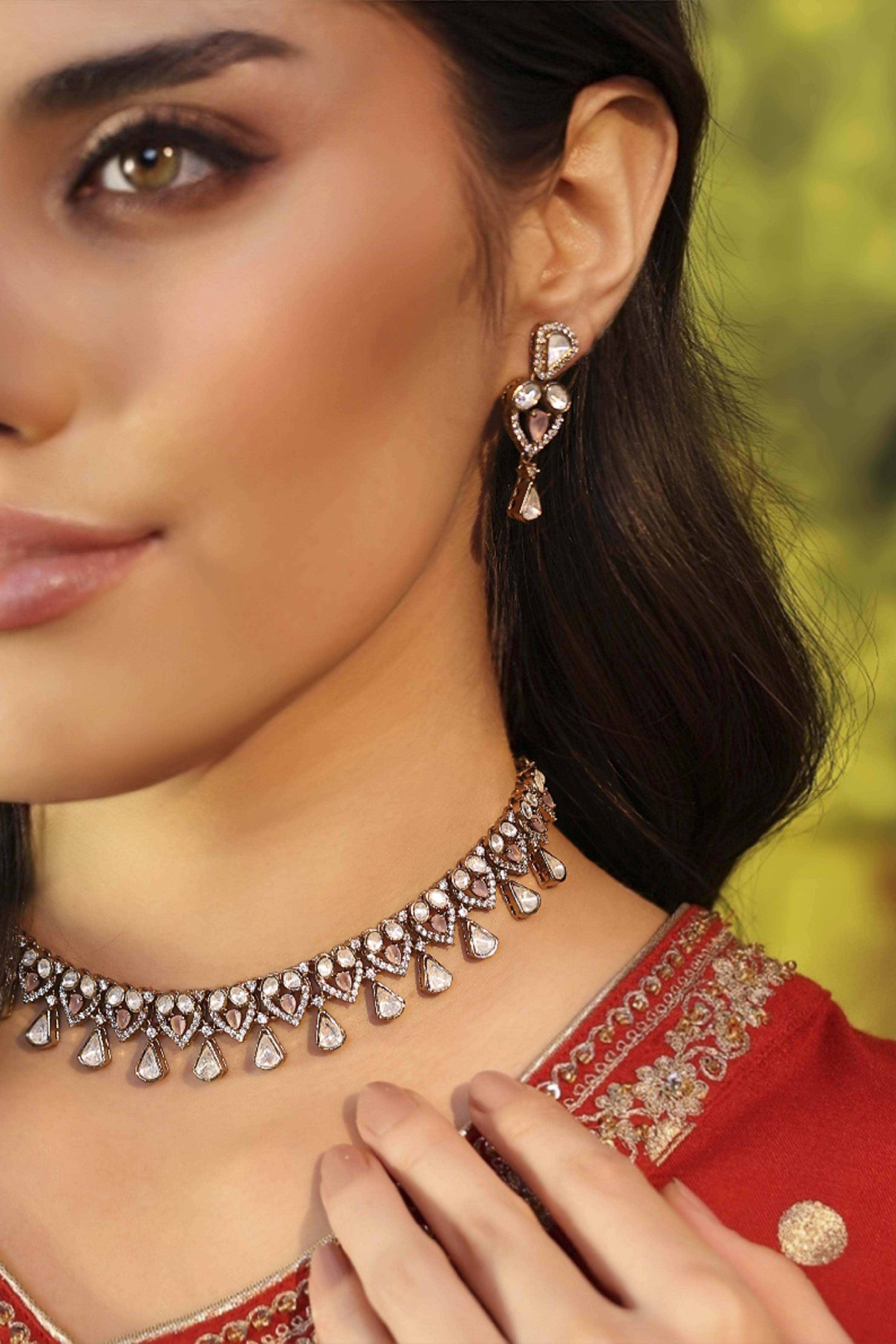 Light Pink Brass Kundan Set image number 1