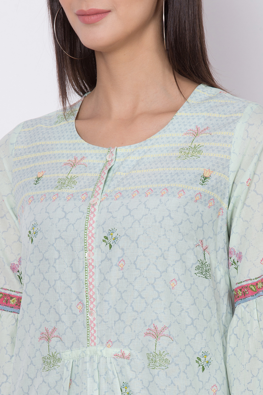 Yellow Cotton Straight Printed Kurta image number 1