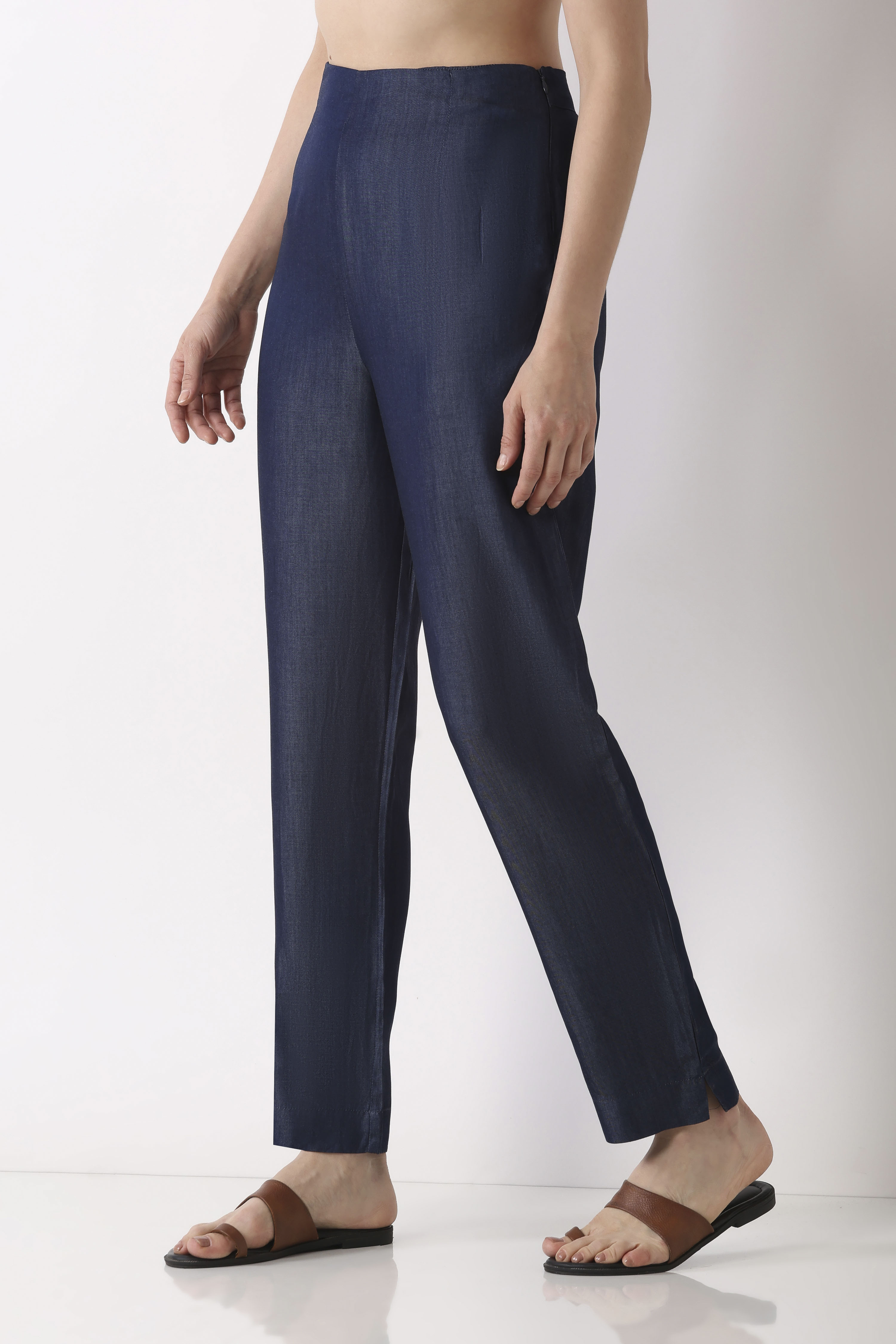 Blue Tencel Slim Pants image number 2