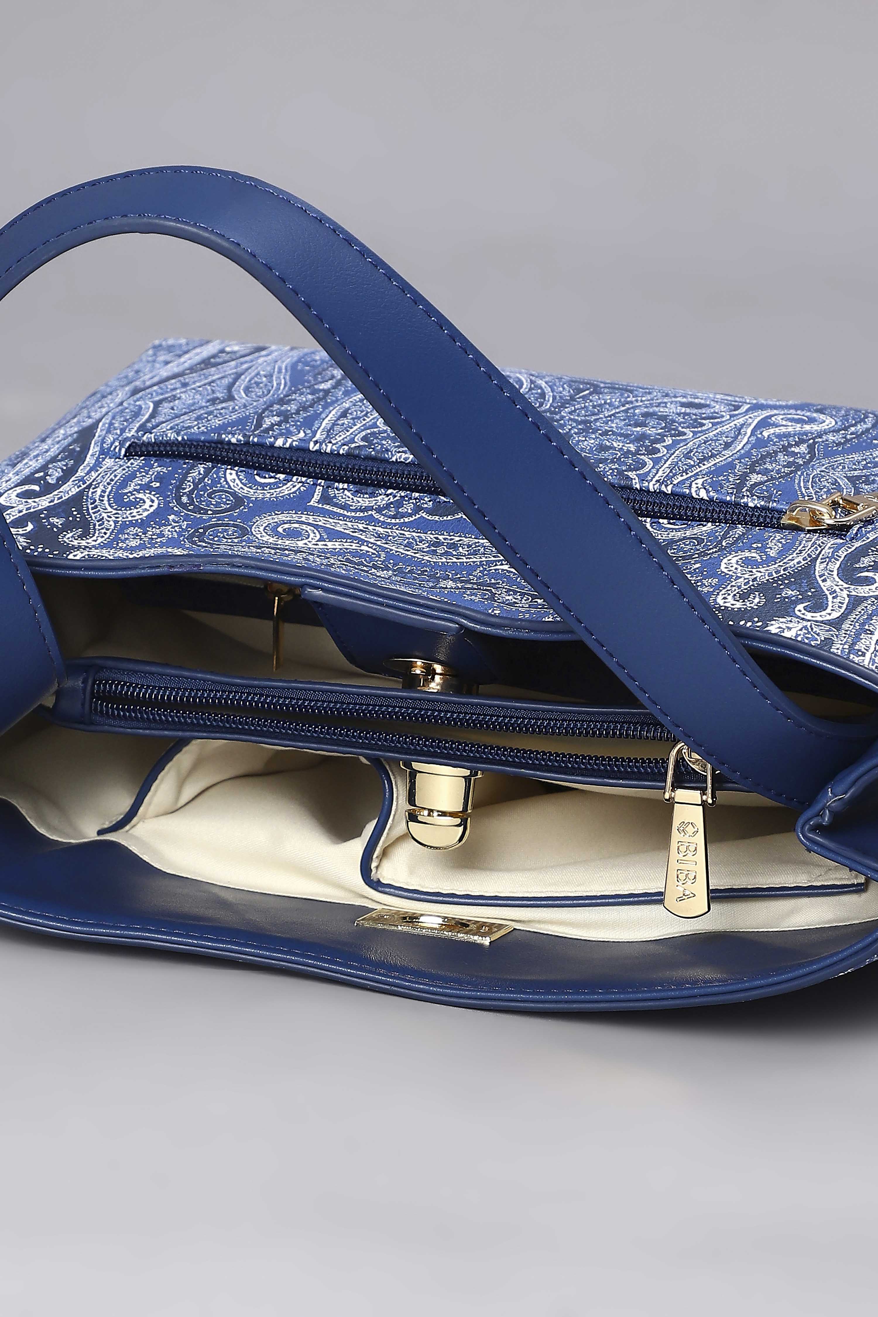 Blue PU Tote Bag image number 5