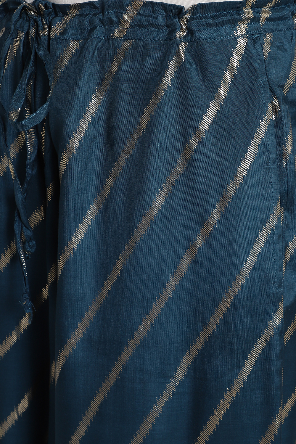 Peacock Blue Viscose Straight Kurta Palazzo Suit Set image number 4