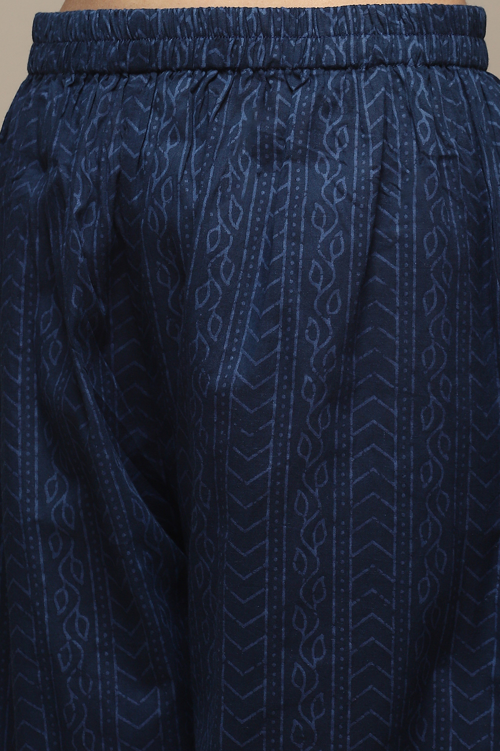 Blue Cotton Hand Block Print Unstitched Suit Set image number 6