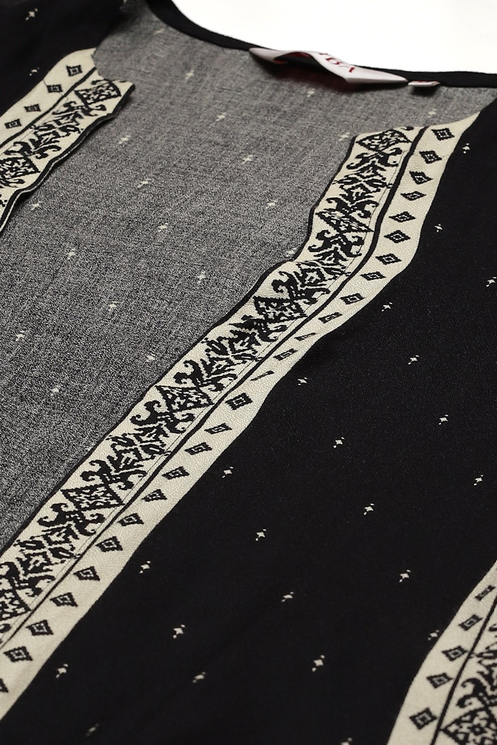 Black And Off White Viscose Printed Kurta image number 1
