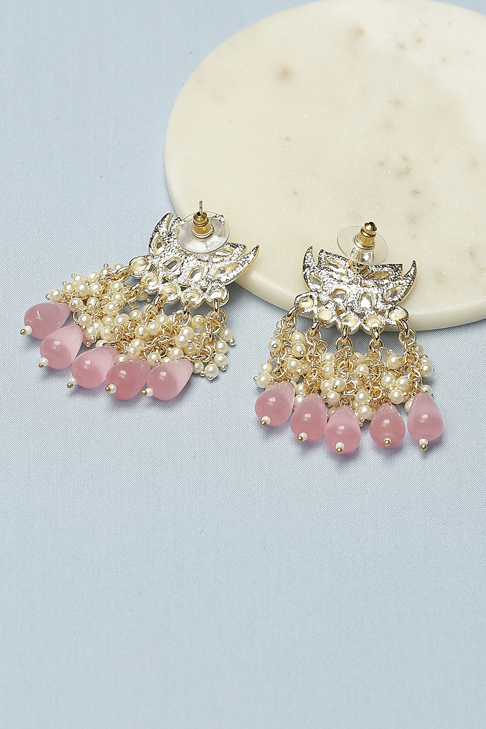 Light Pink Kundan Earrings image number 3