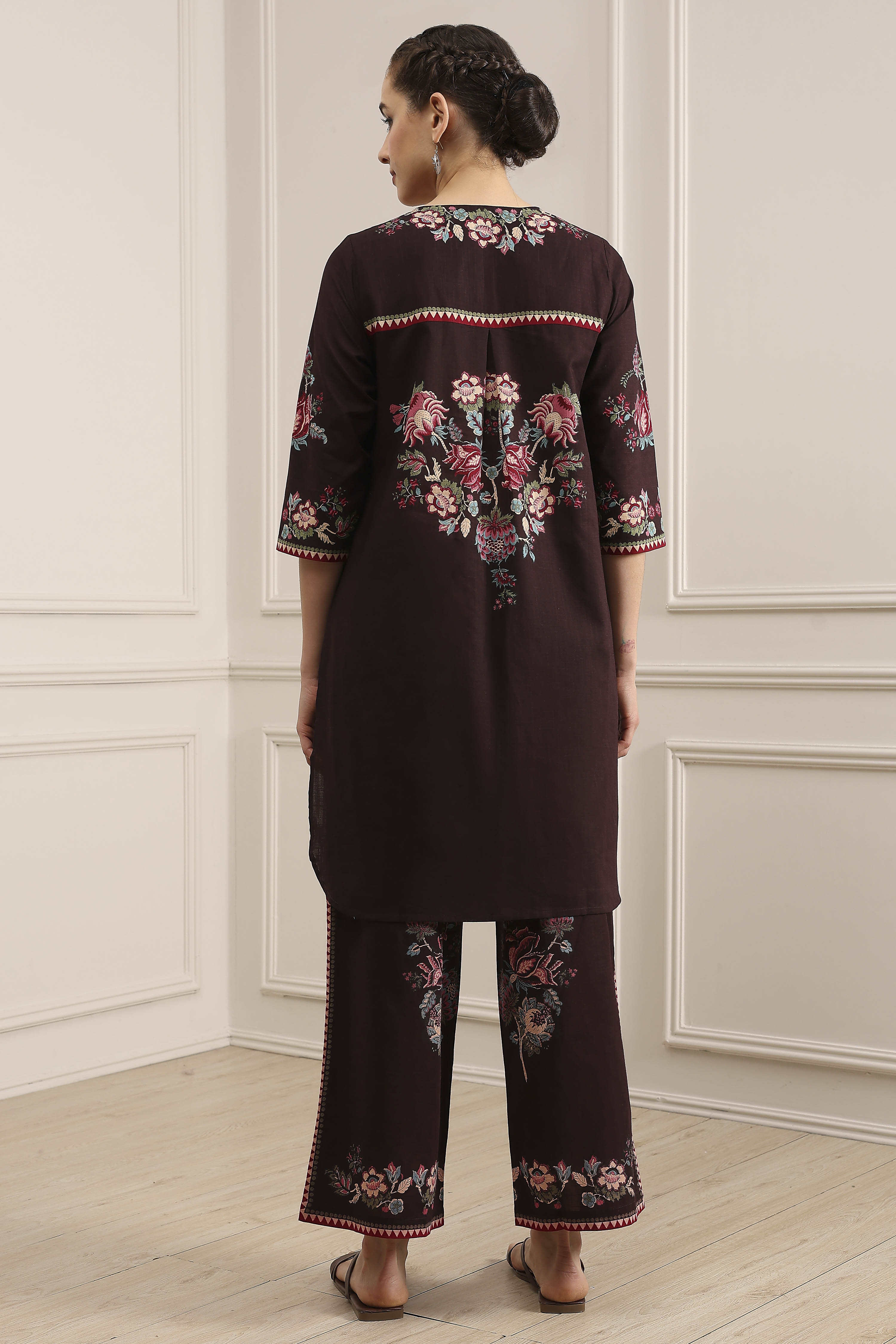 Blue Cotton Straight Printed Kurta Pants Set image number 4