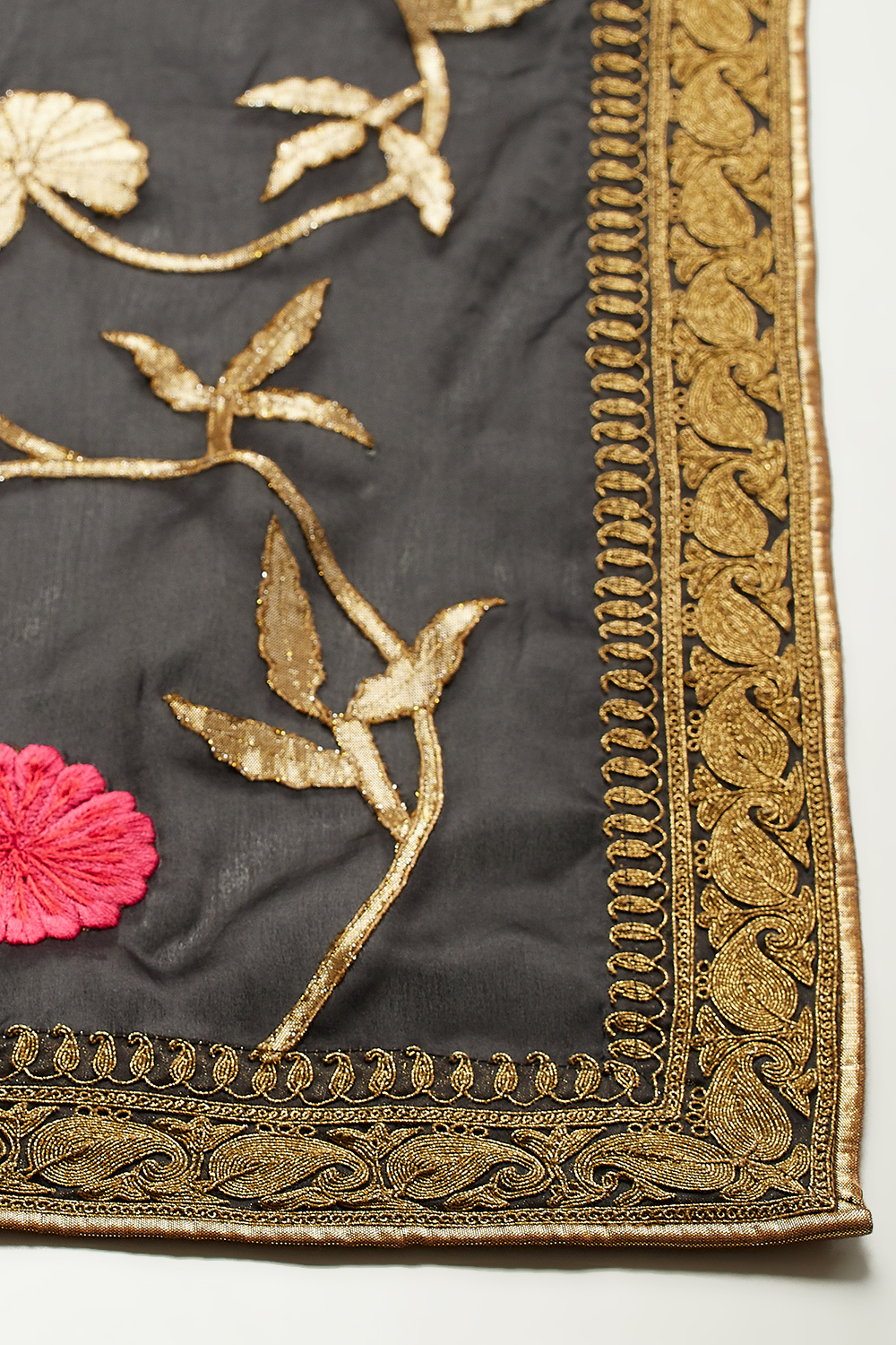 Rohit Bal Maroon Chanderi Silk Solid Saree With Blouse image number 1