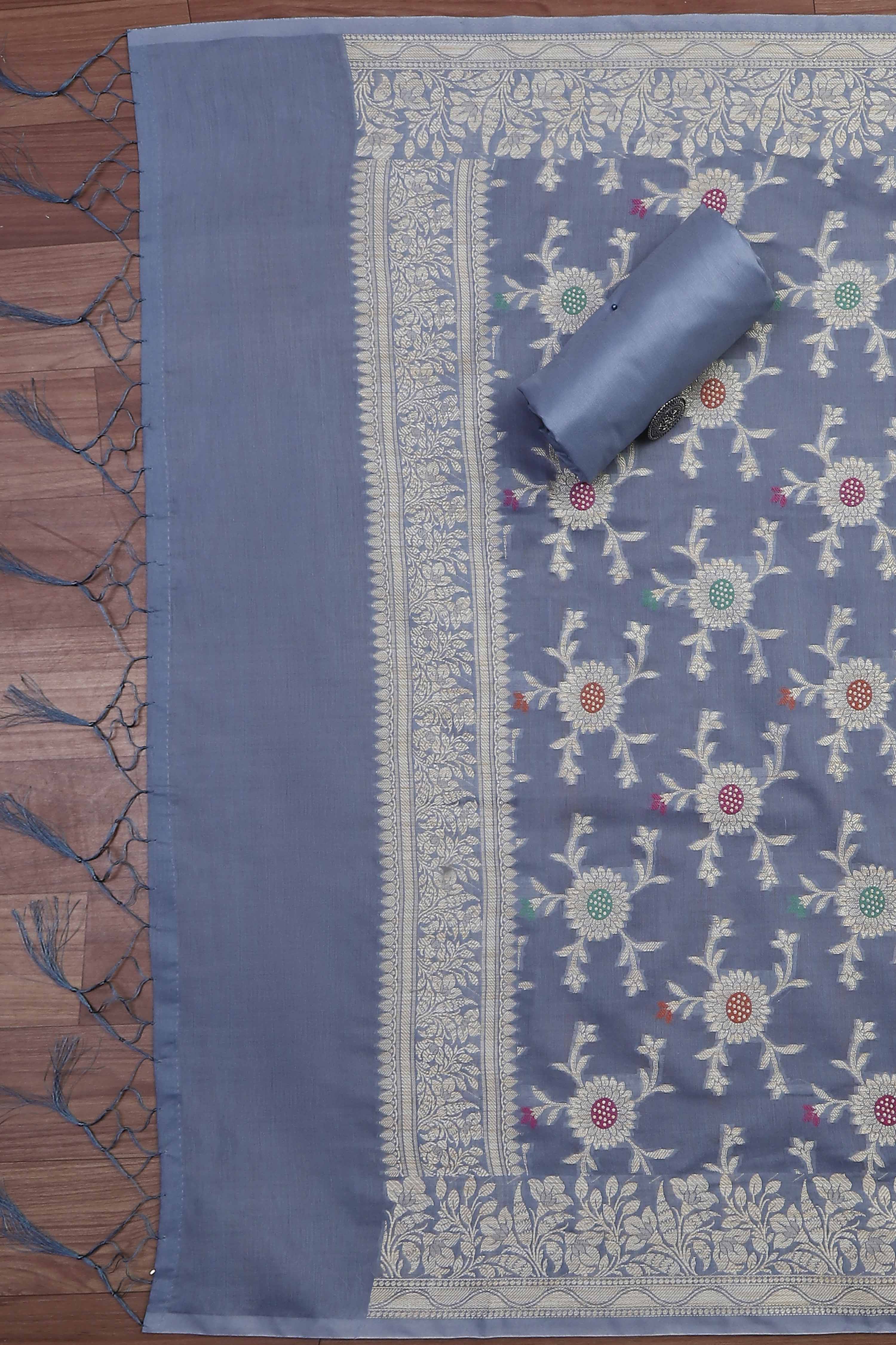 Light Green Cotton Printed Embroidered Unstitched Suit Set image number 3
