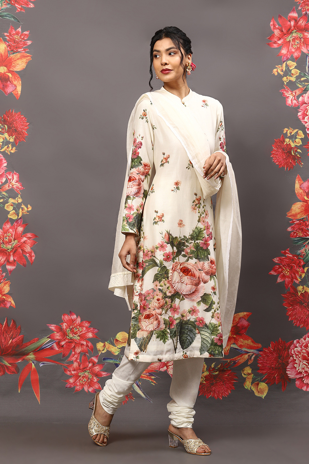 Rohit Bal Indigo Cotton Blend Straight Kurta Suit Set image number 6