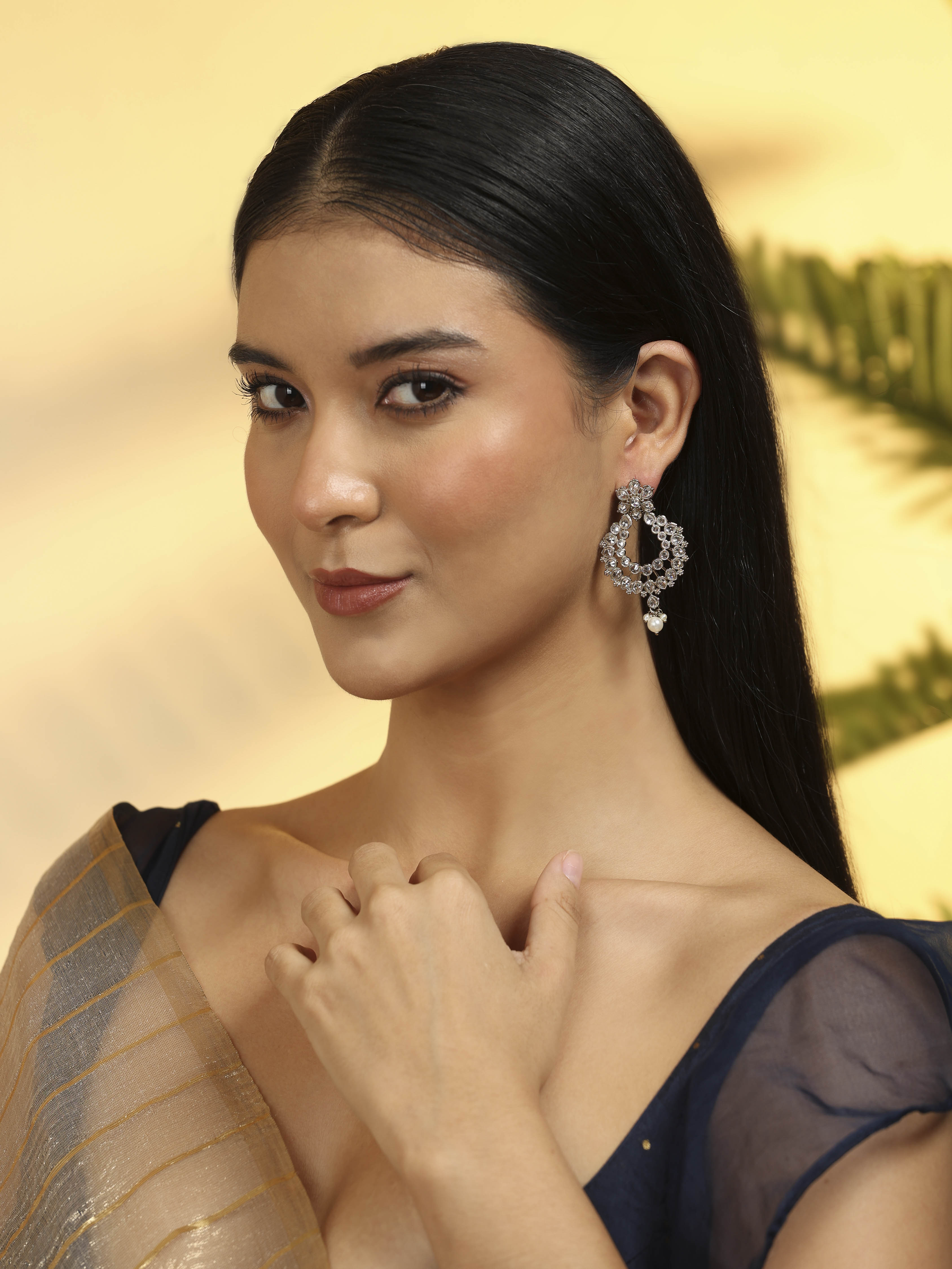 Gold Plated Brass Drop Earrings image number 3