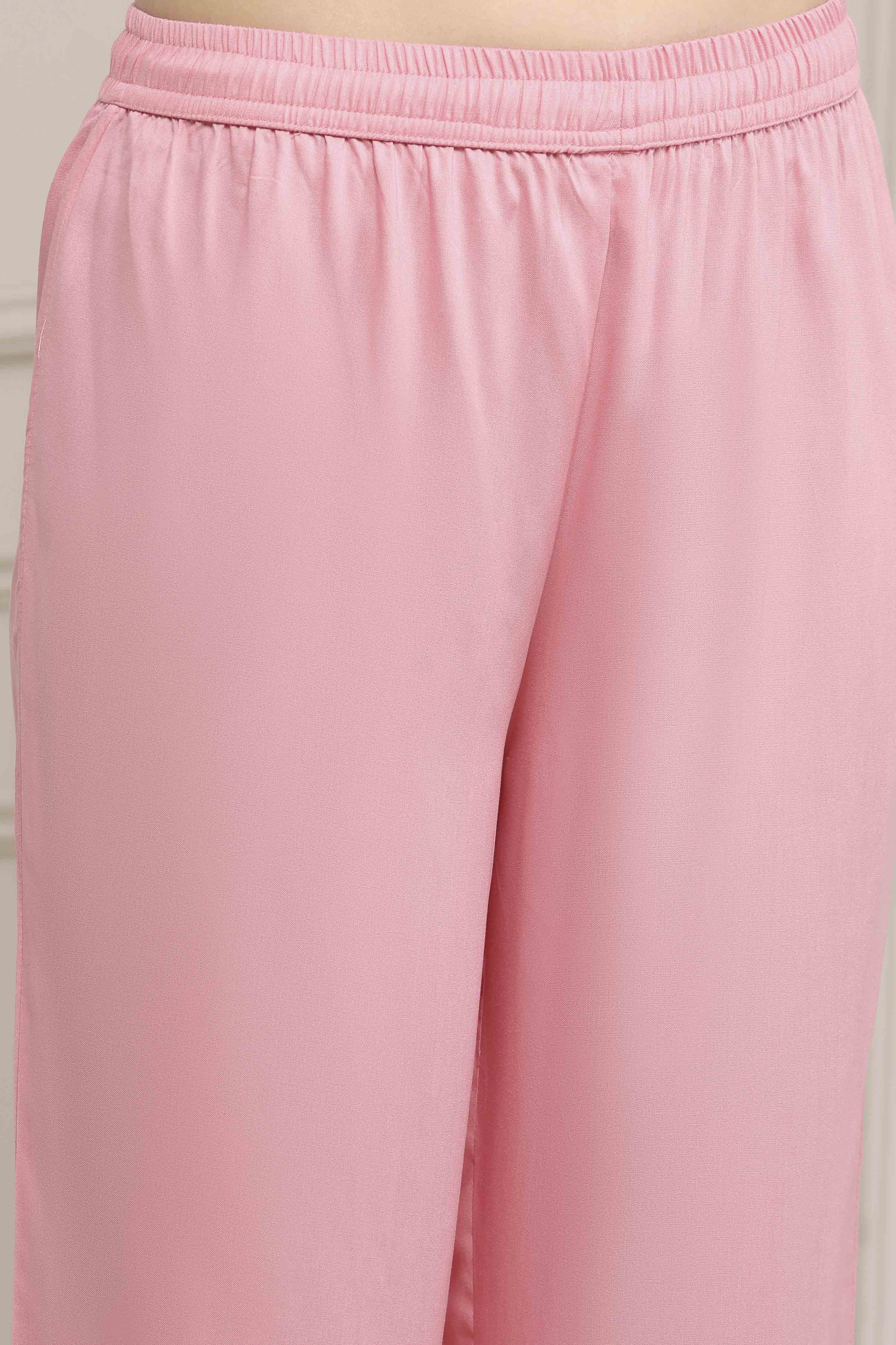 Beige Cotton Straight Suit Set image number 2