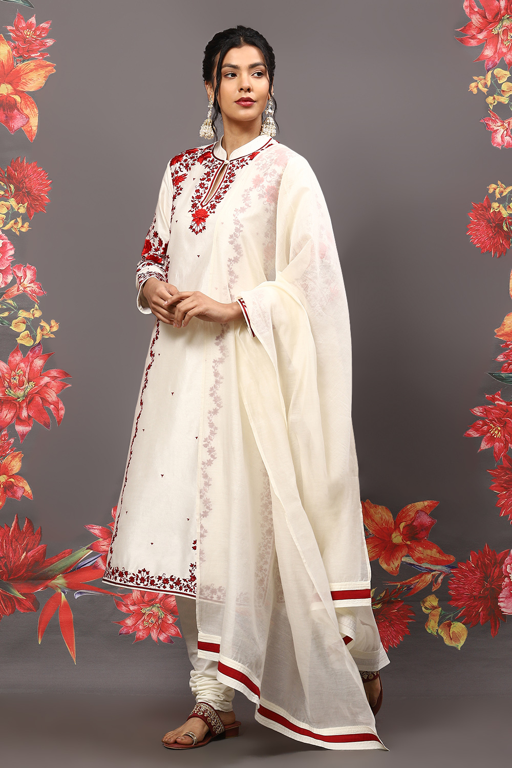 Indigo Cotton Blend Straight Kurta Suit Set image number 4