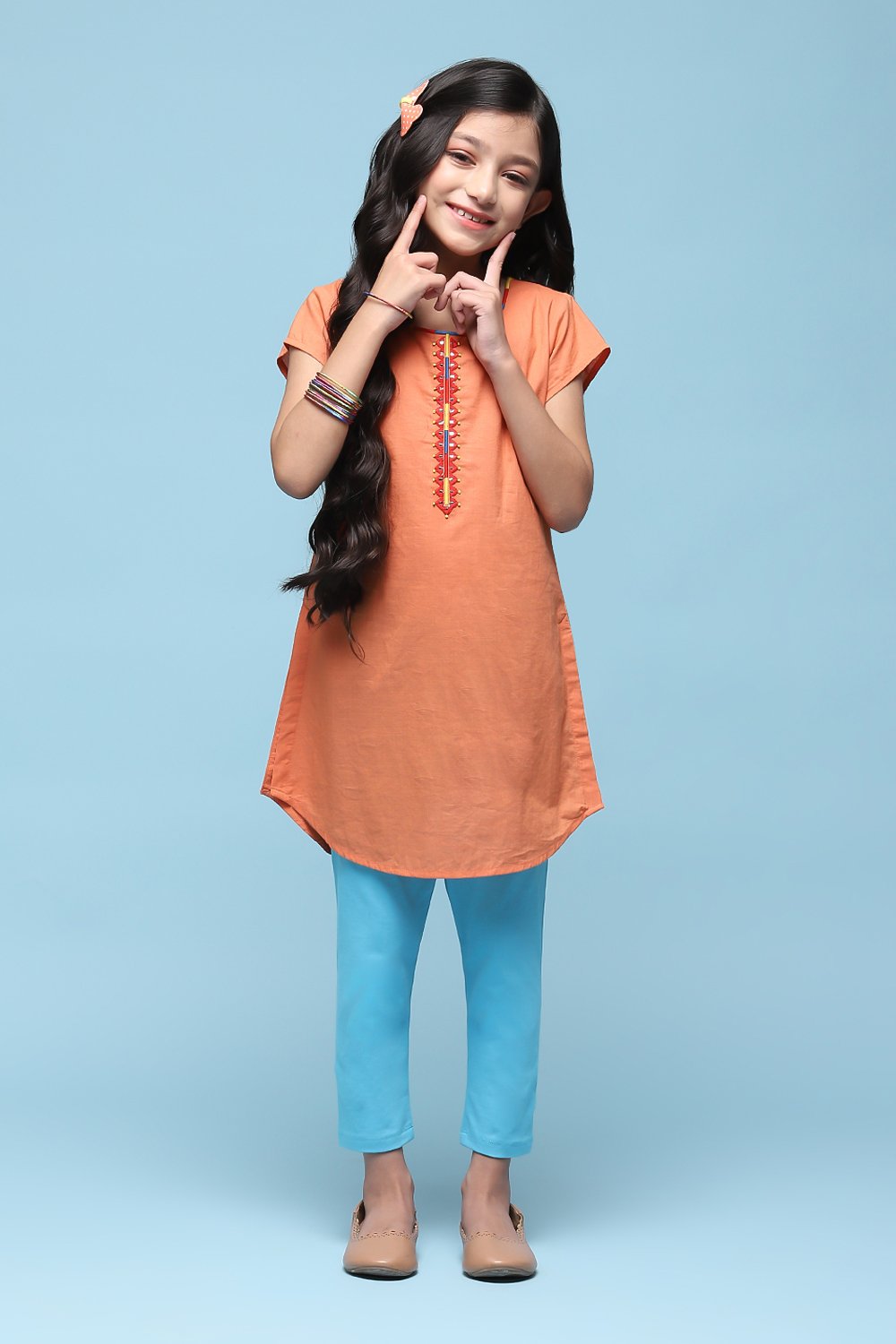 Blue Cotton Straight Solid Kurta Set image number 0