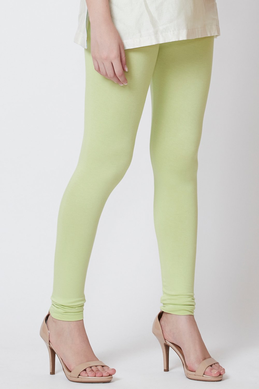 Moss Green Viscose Lycra Solid Leggings image number 2