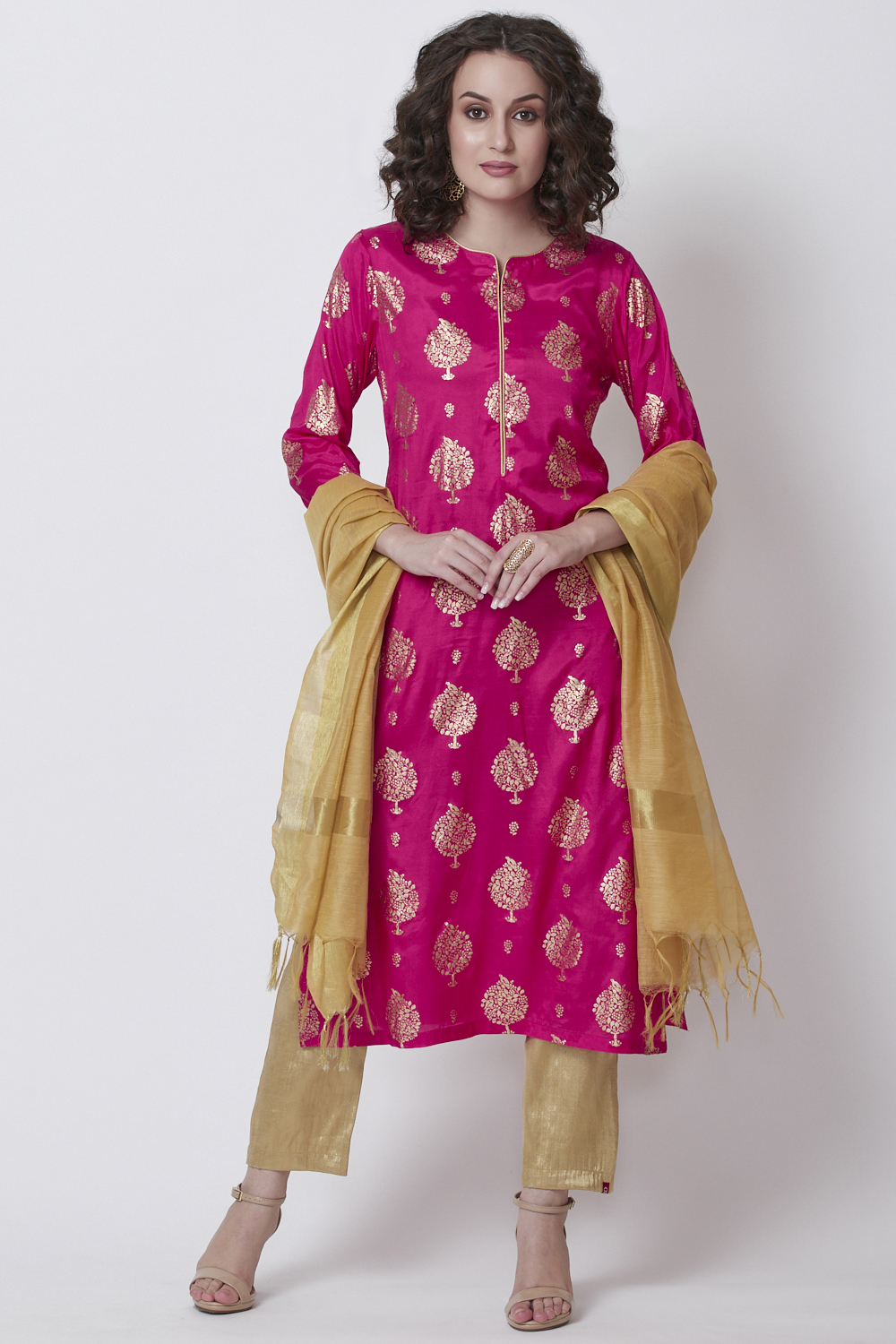 Blue Viscose Straight Printed Kurta image number 4