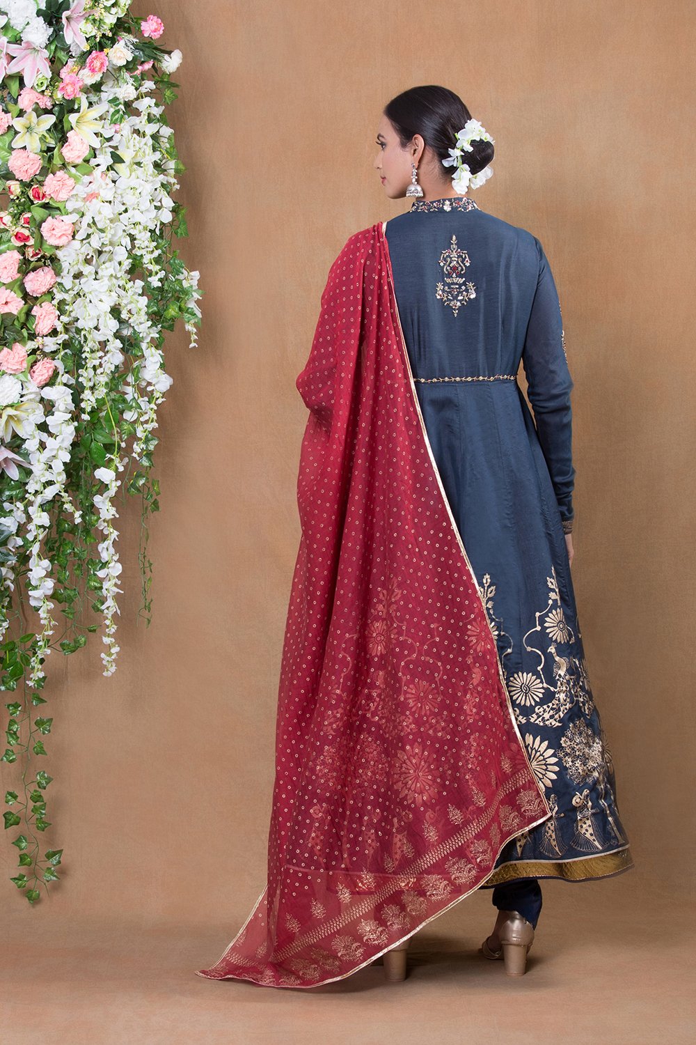 Blue Chanderi Silk Suit Set By Anju Modi image number 5