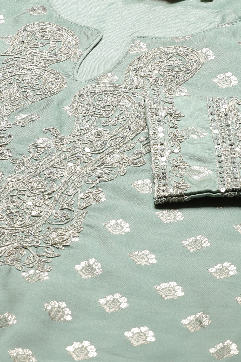 Sea Blue Poly Metallic Straight Kurta Palazzo Suit Set image number 1