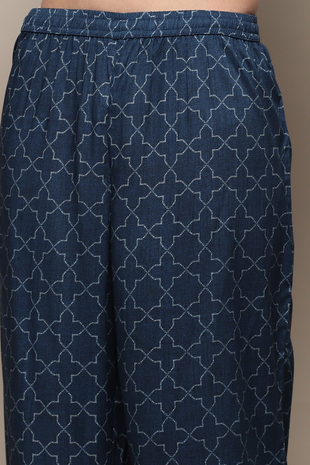 Indigo Rayon Straight Suit Set image number 1