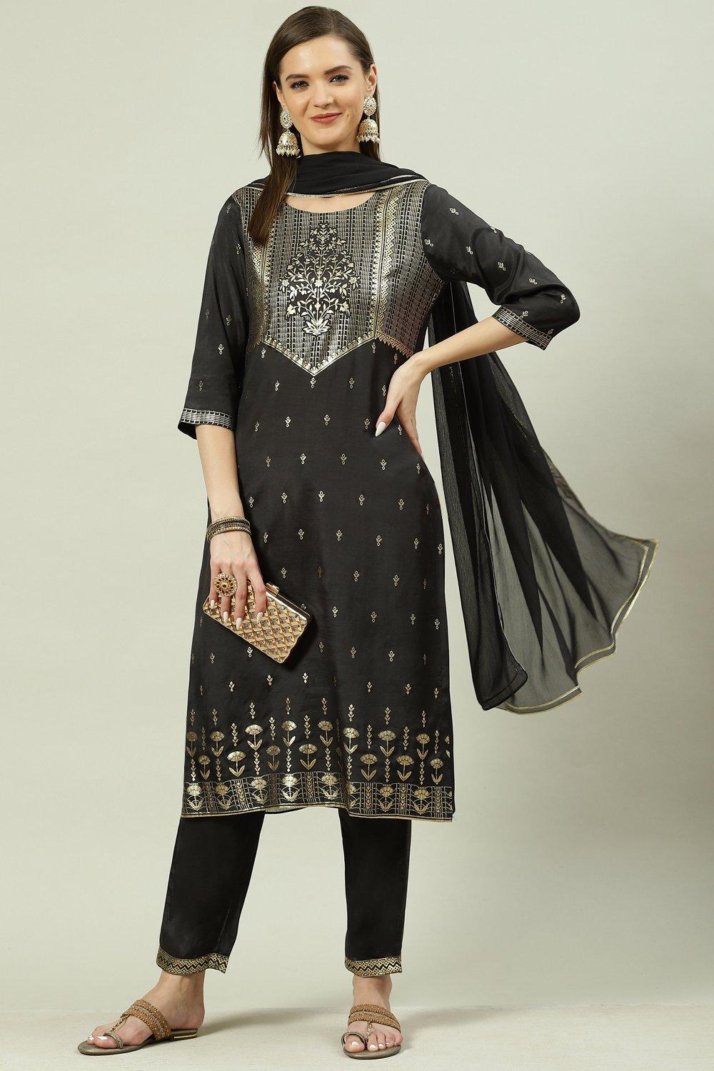 Orange Printed Viscose Straight Kurta Regular Pants Suit Set image number 7