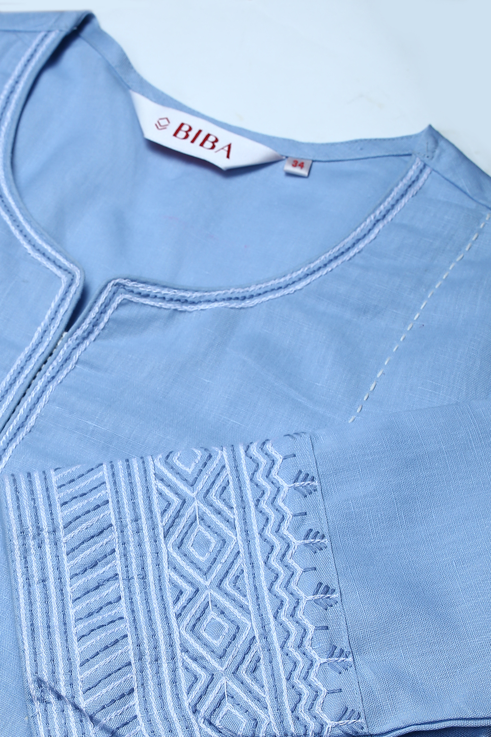 Peach Blue Cotton Linen Kurta image number 1