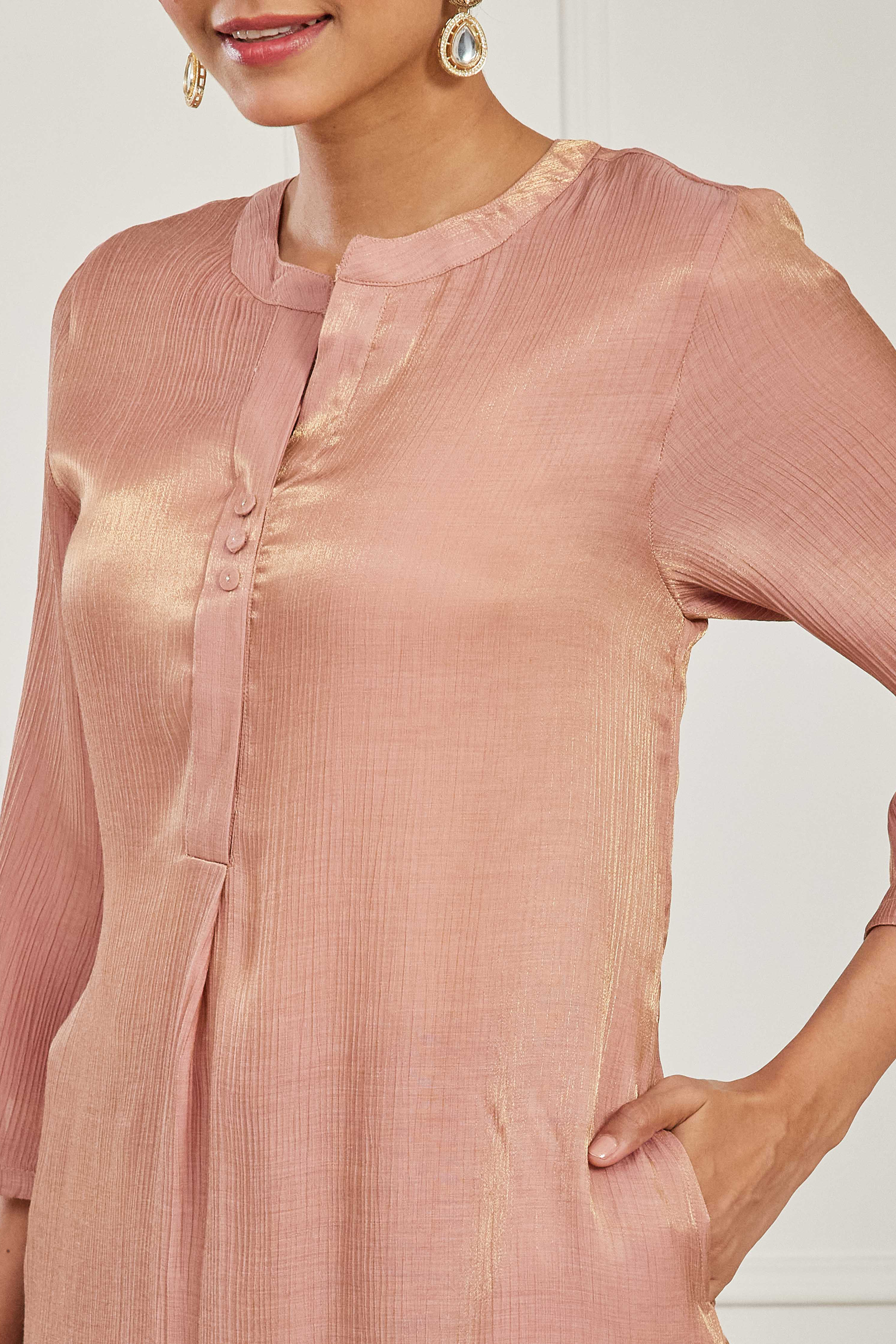 Blush Pink Viscose Rayon Straight Kurta Set image number 1