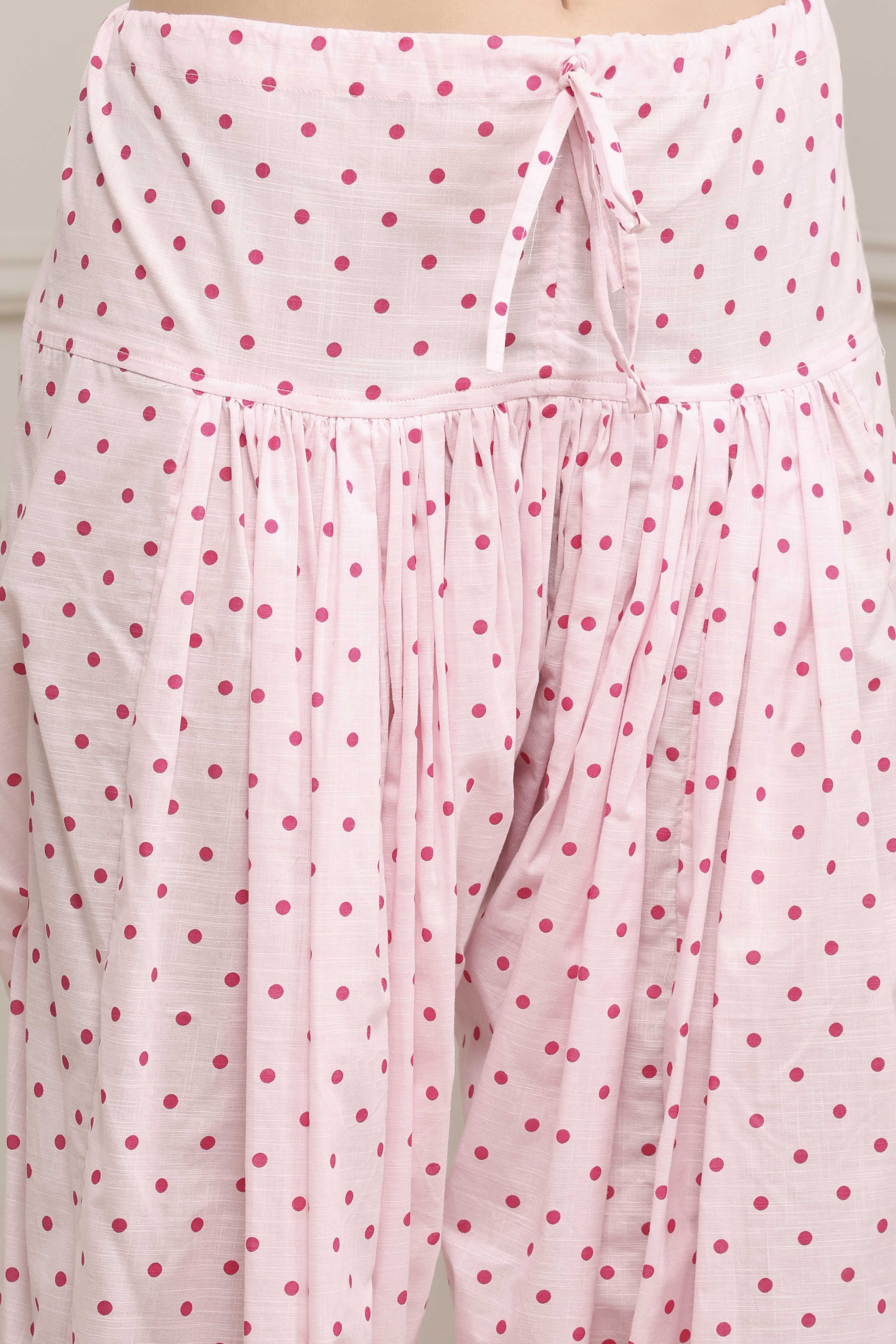 Pink Cotton Printed Straight Salwar Suit Set image number 2