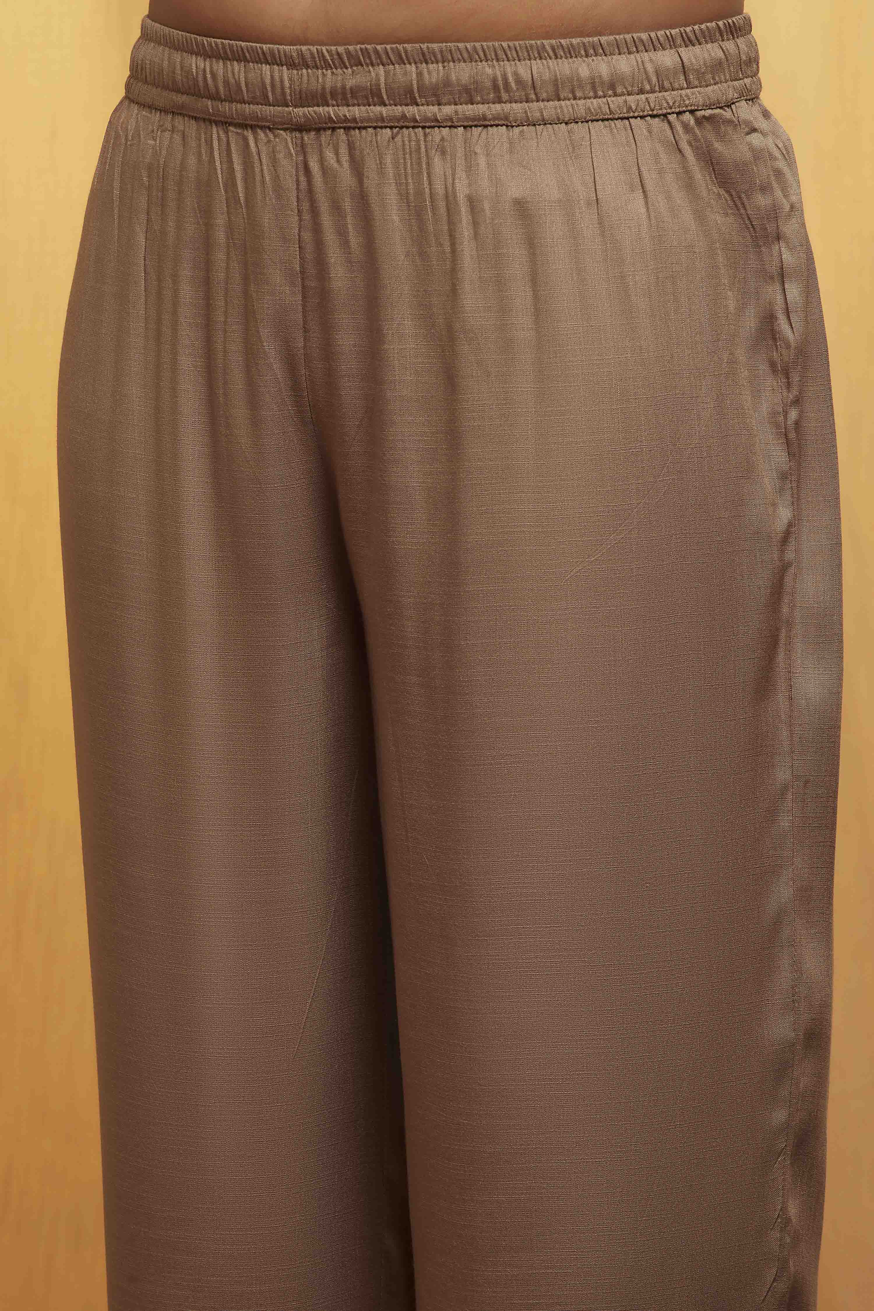 Grey Viscose Metallic Straight Suit Set image number 2