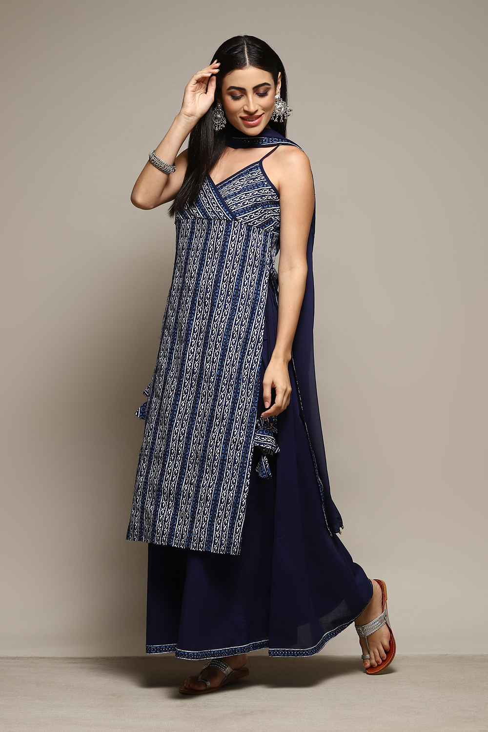 Red Cotton Straight Printed Kurta Sharara Suit Set image number 5