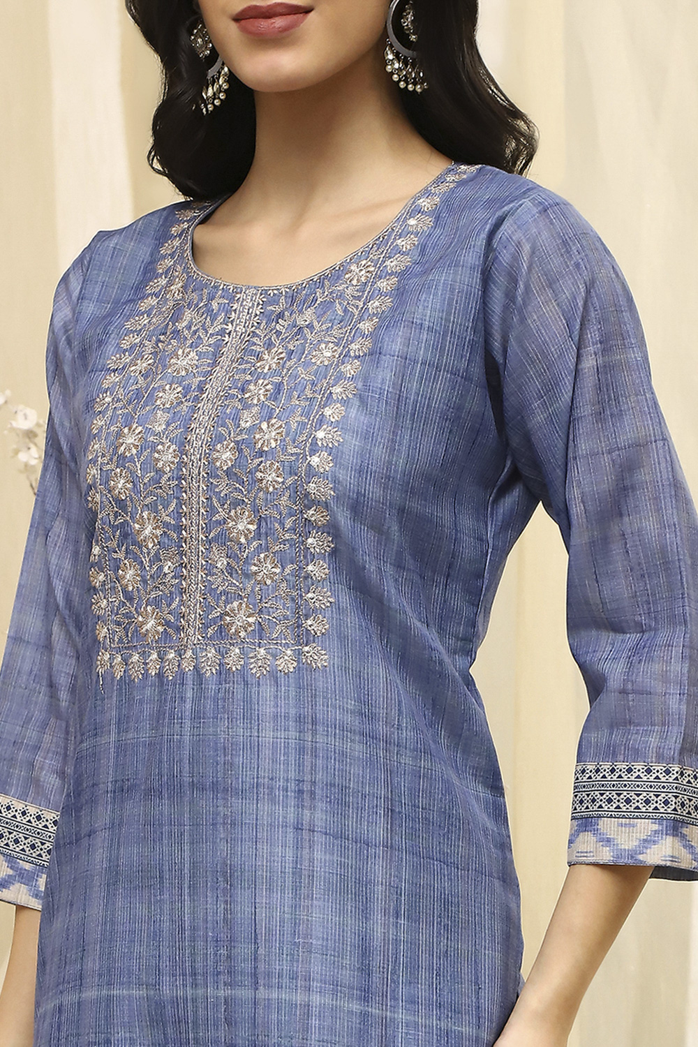 Pink Cotton Machine-Embroidered Unstitched Suit Set image number 2
