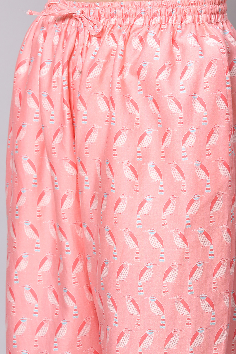 Blush Pink Straight Cotton Three Piece Printed Sleepwear Set image number 2