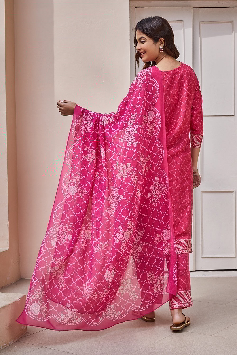 Indigo Rayon Straight Suit Set image number 5