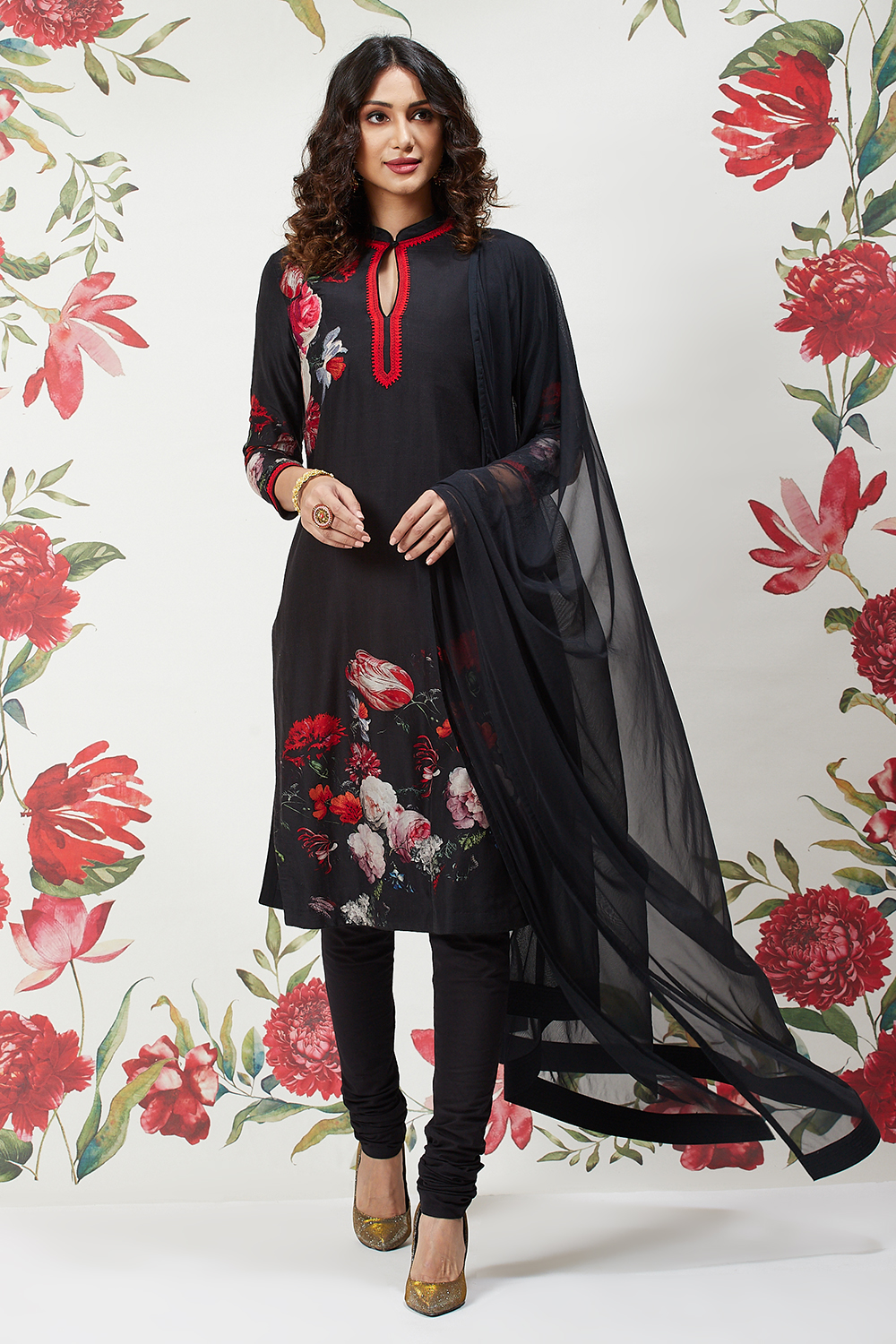 Rohit Bal Off White Cotton Straight Printed Suit Set image number 4