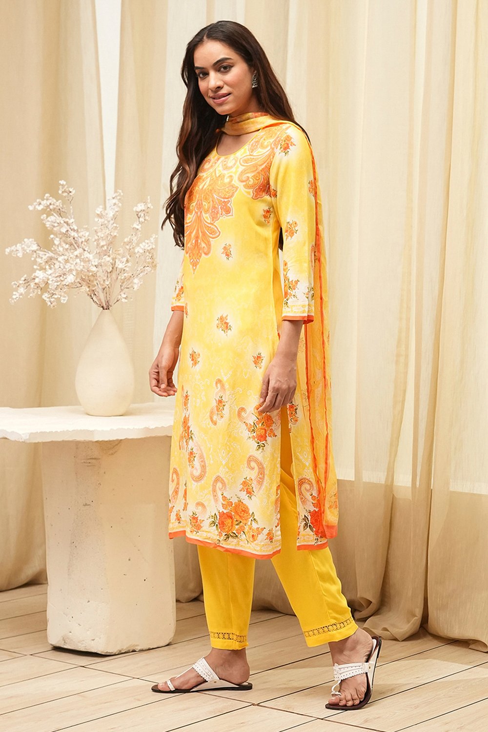 Light Blue Rayon Straight Kurta Regular Pants Suit Set image number 3