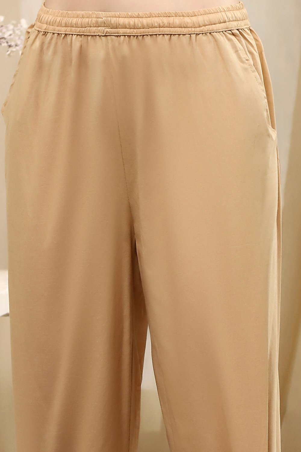 Orange Cotton Blend Straight Kurta image number 2