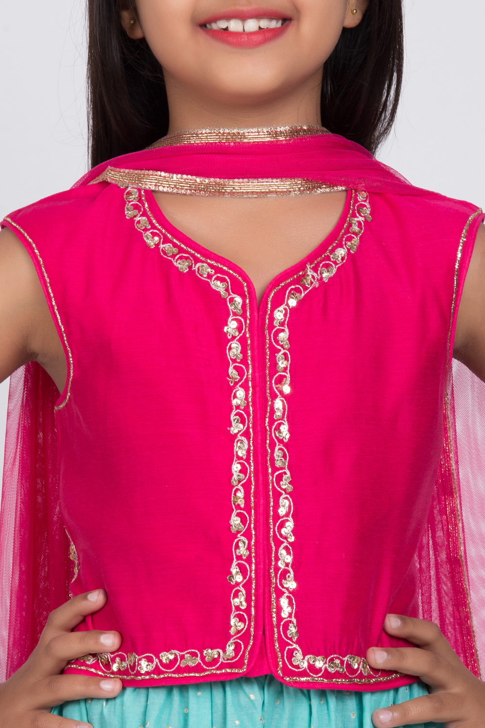 Pink Poly Modal Lehenga Set image number 1