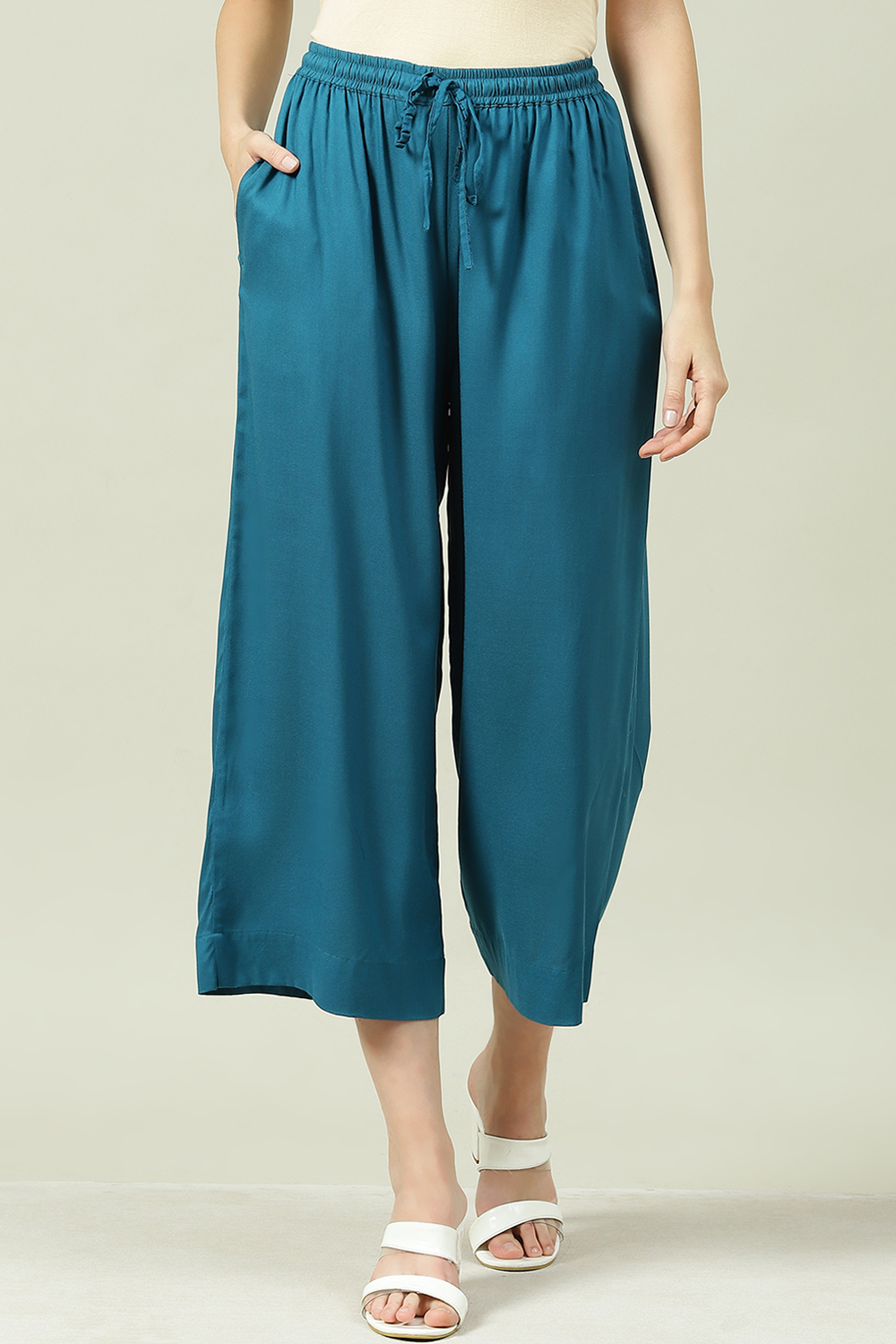 Teal Straight Palazzo image number 0