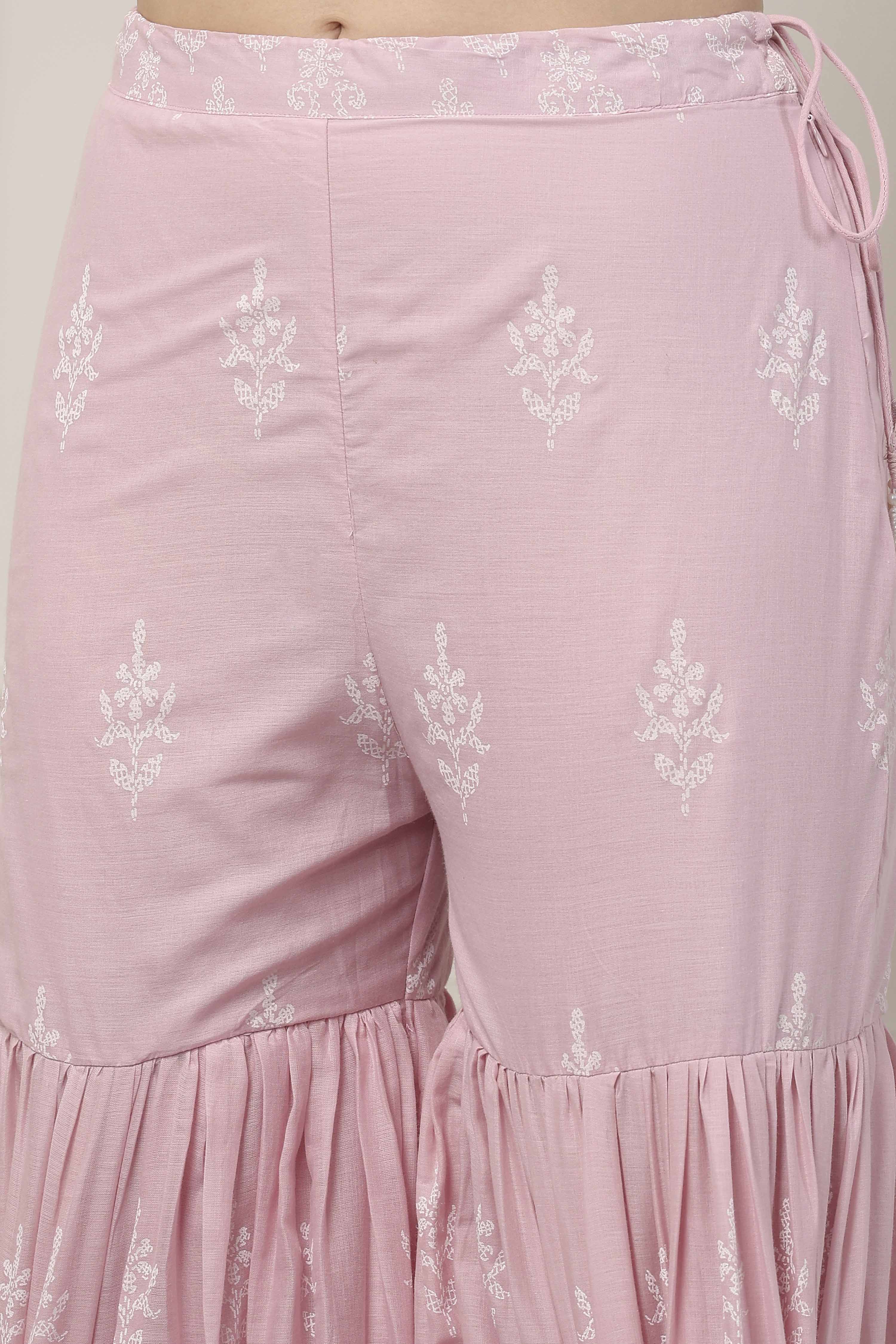 Pink Cotton Gathered Suit Set image number 2