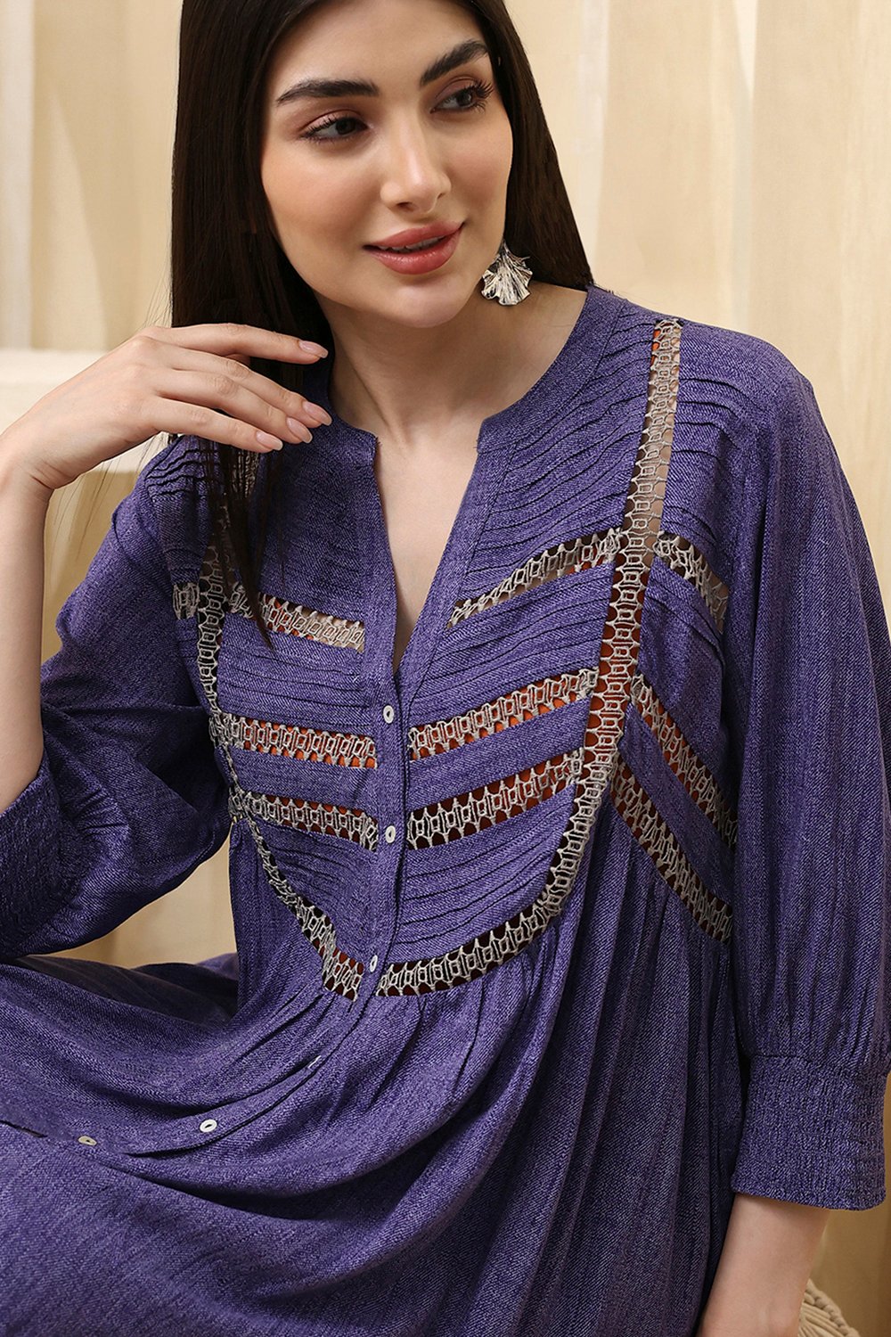 Blue Printed Straight Short Kurta image number 1