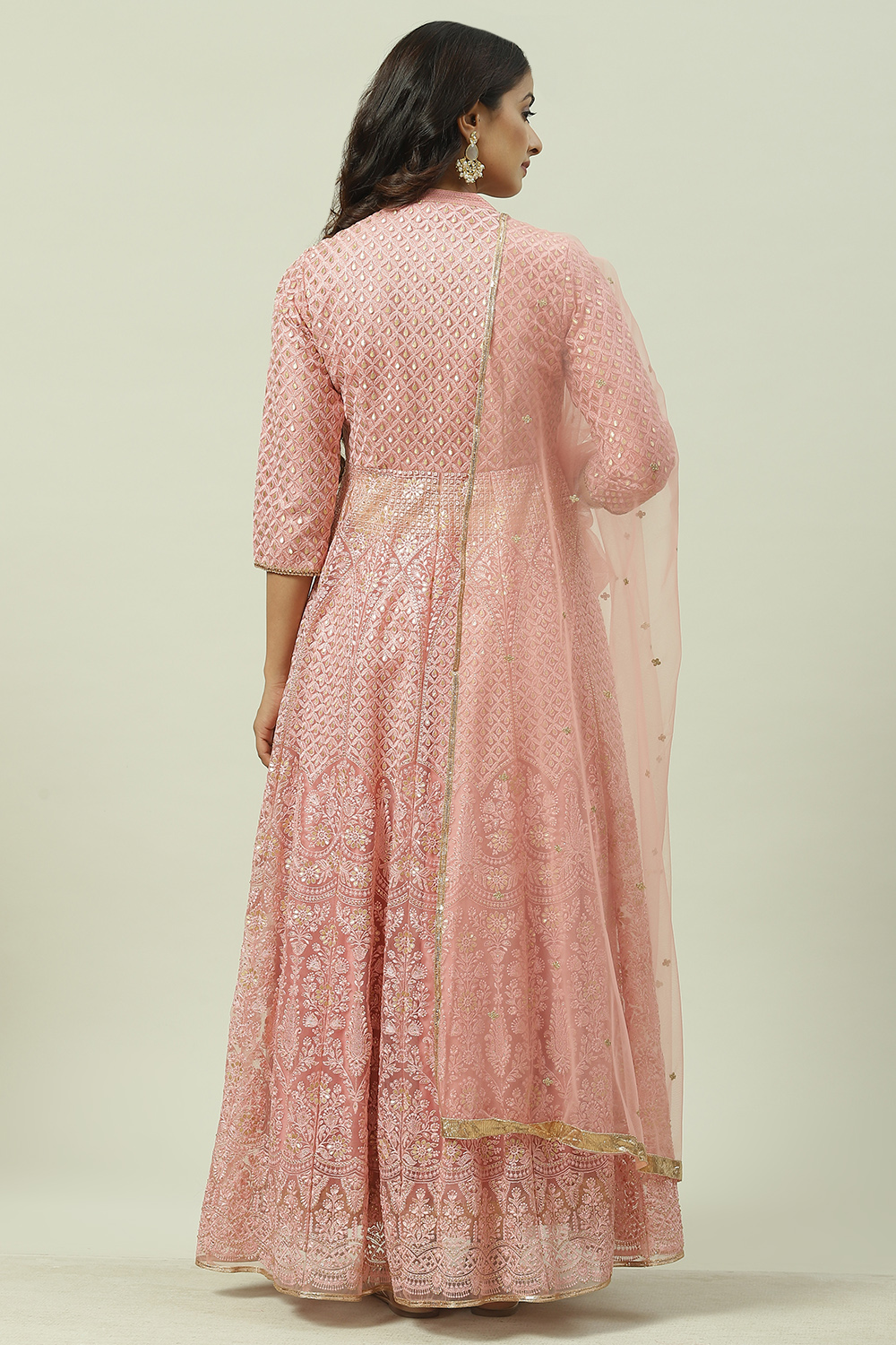 Yellow Flared Kurta Lehenga Suit Set image number 4