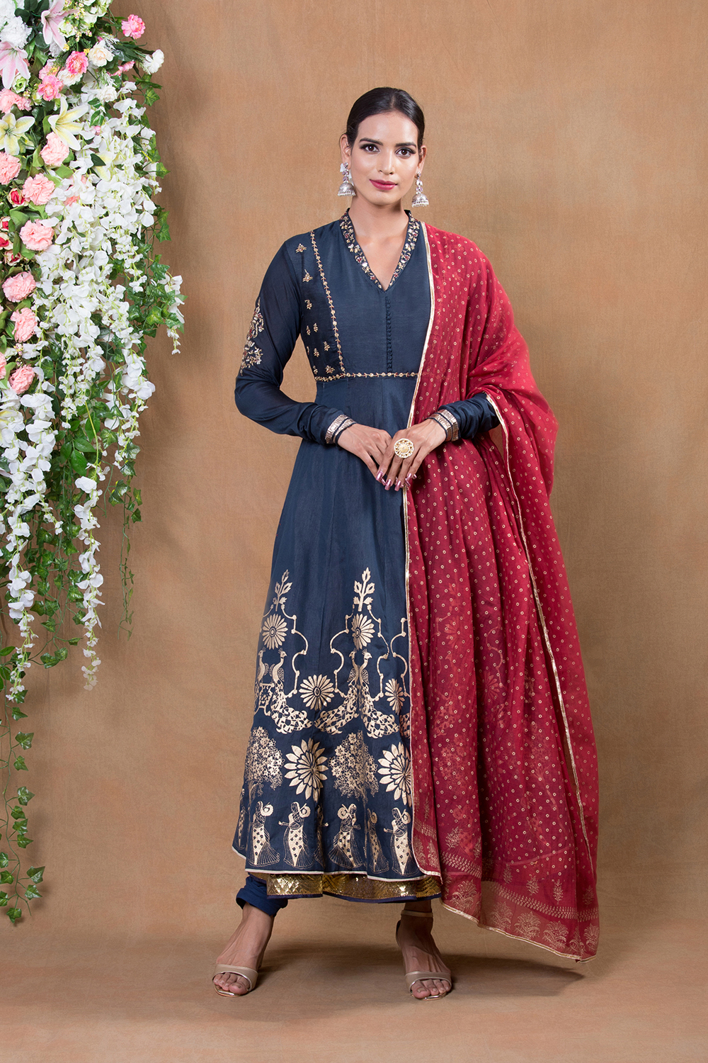 Blue Chanderi Silk Suit Set By Anju Modi image number 2