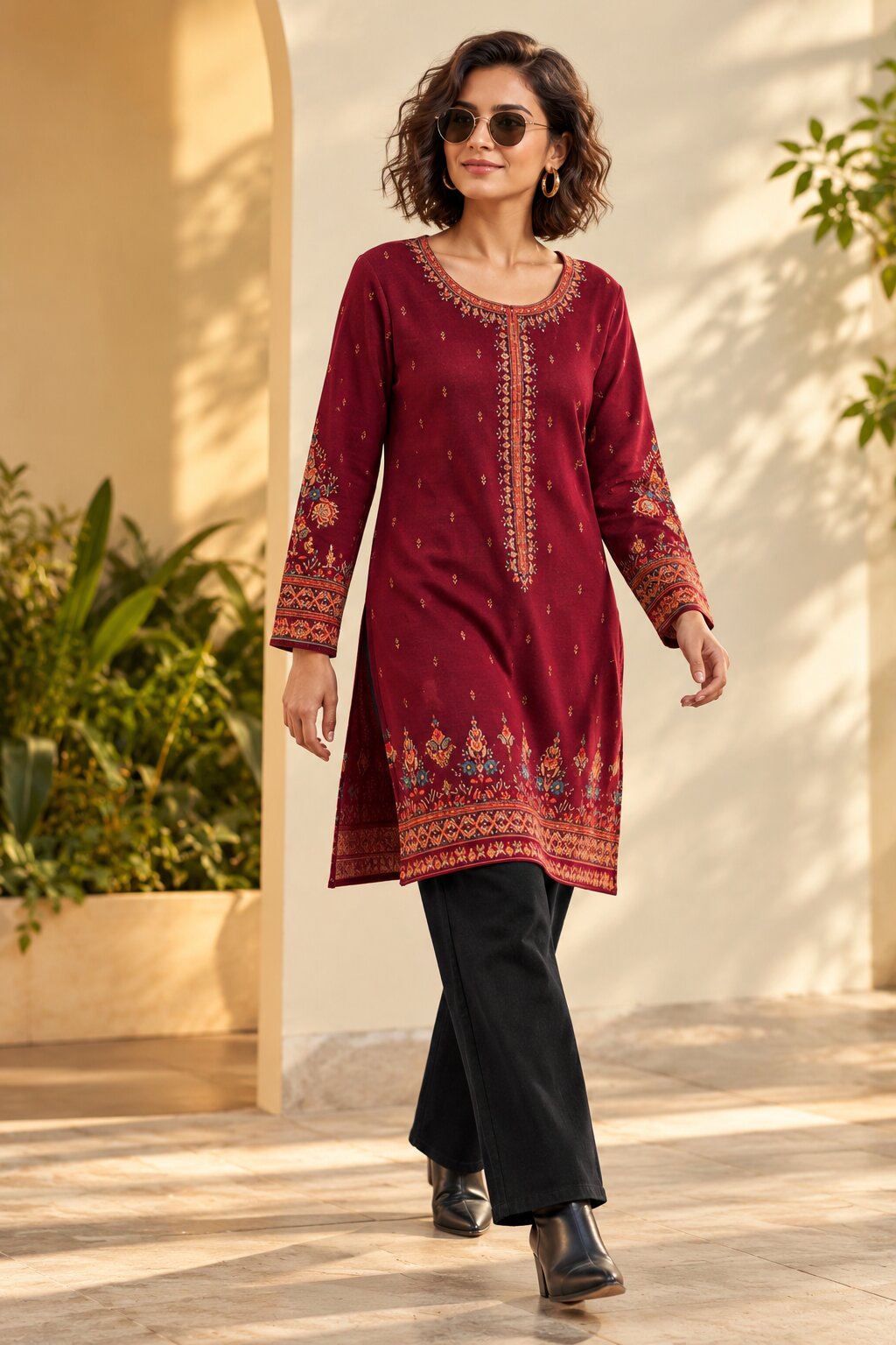 Black Multi-Motif Printed Straight Kurta image number 0