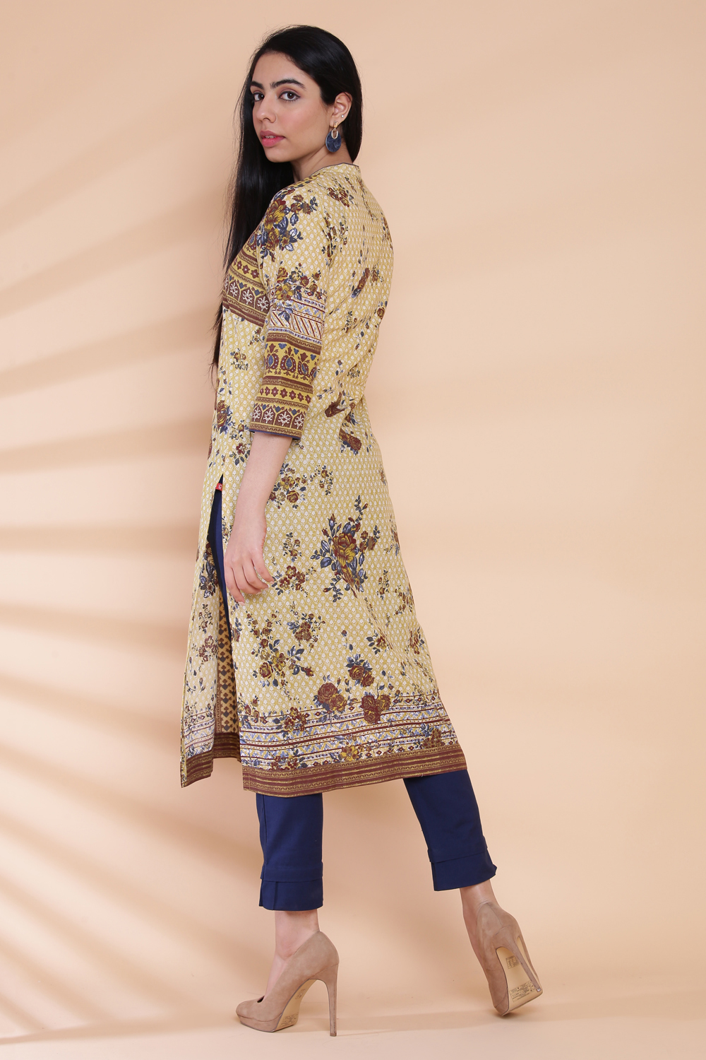 Green Cotton Straight Printed Kurta image number 5