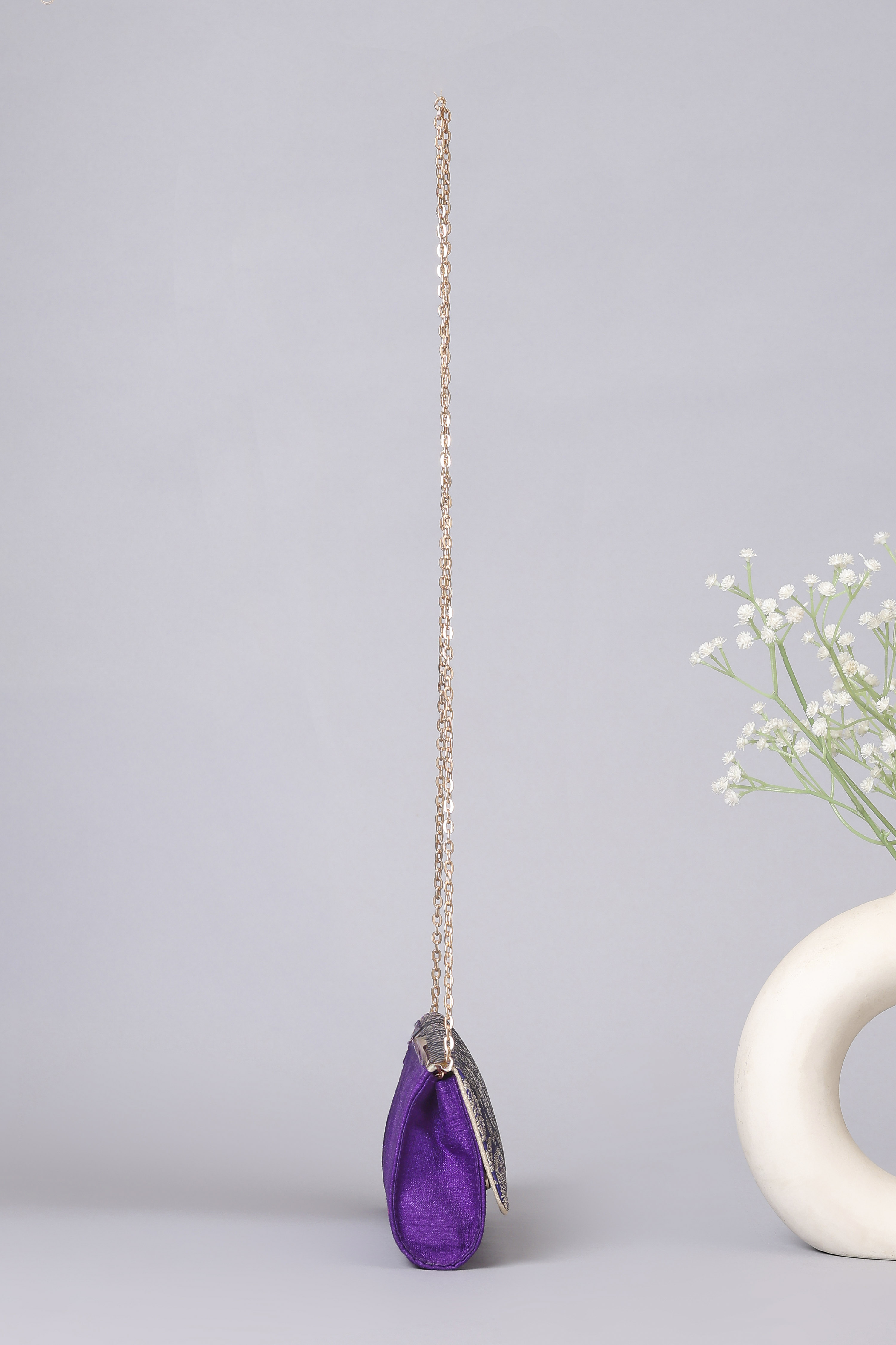 Purple Brocade Clutch image number 4