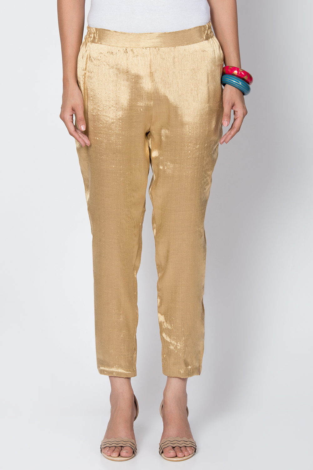 Gold Cotton Blend Yarndyed Pant image number 0