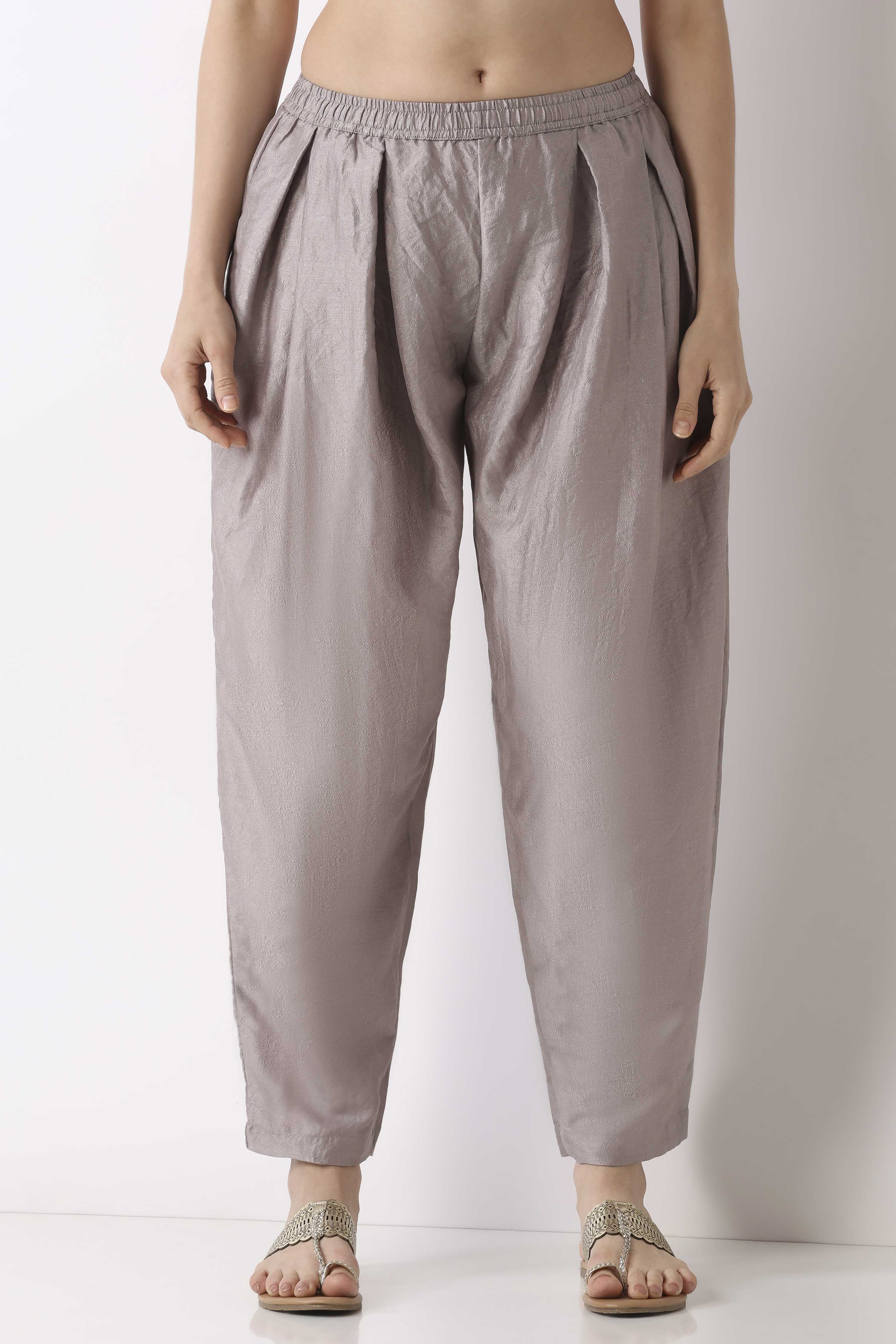Beige Polyester Relaxed Dyed Pants image number 4