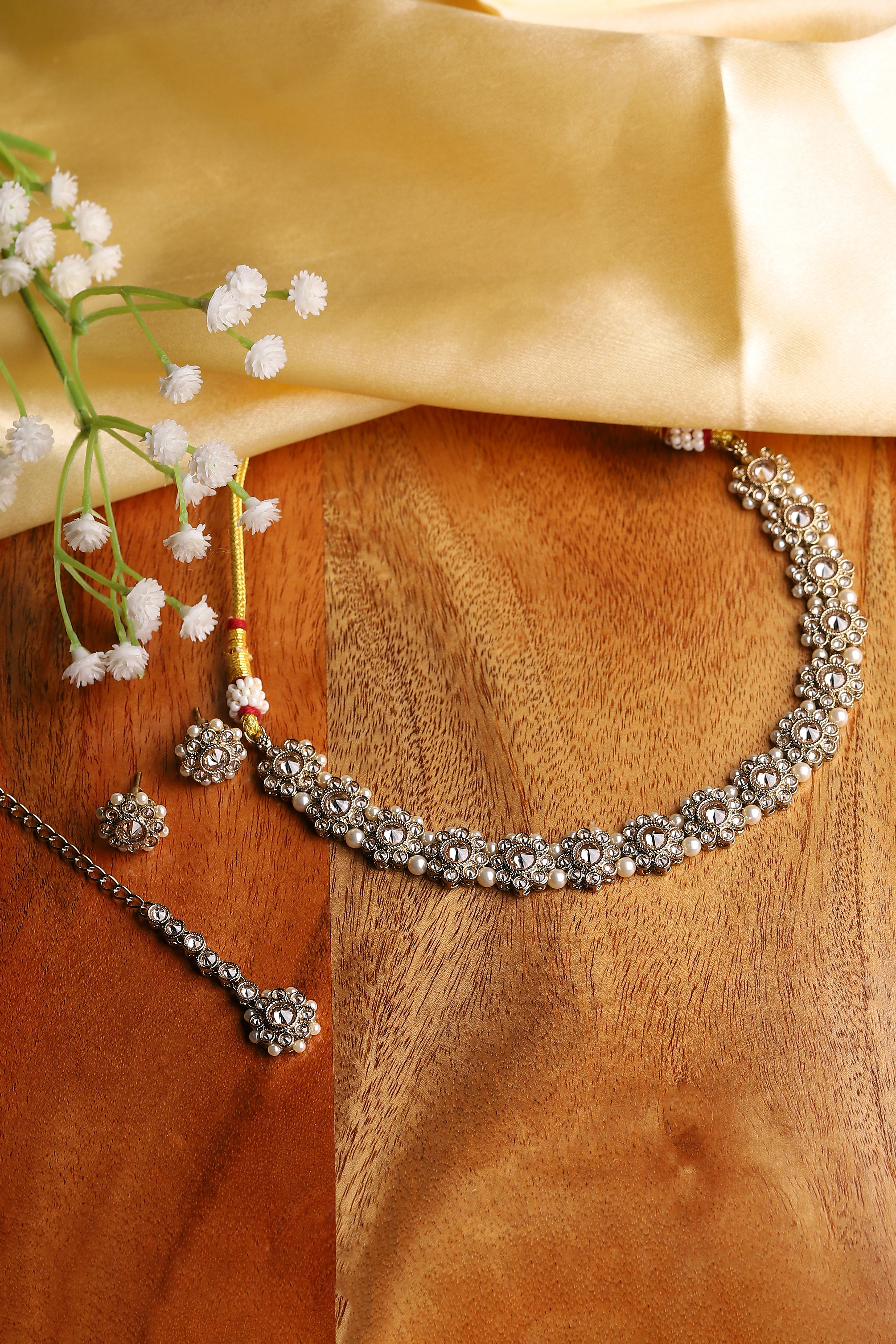 Champagne Alloy Necklace Set image number 0