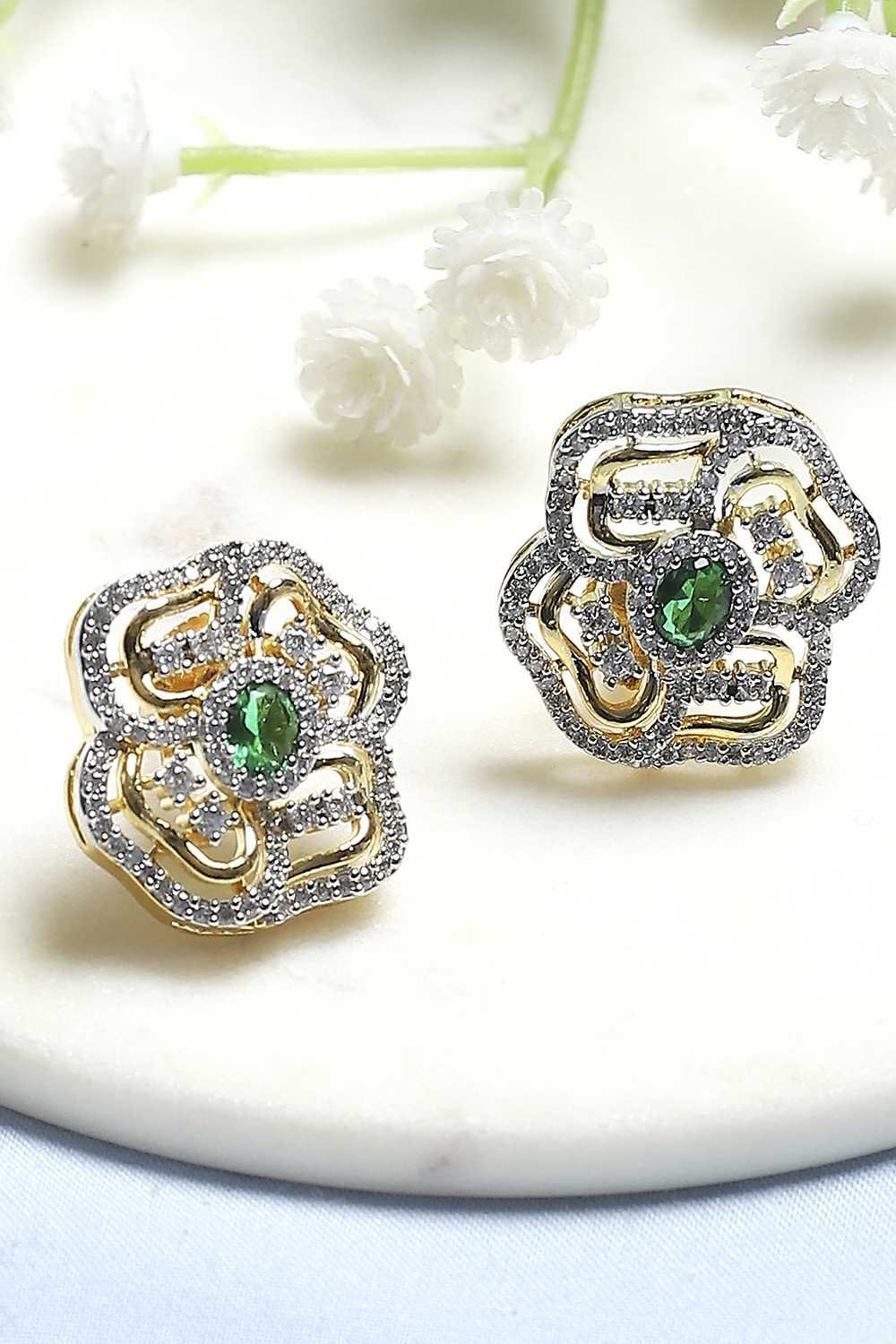 Green Gold Brass Hoops image number 0
