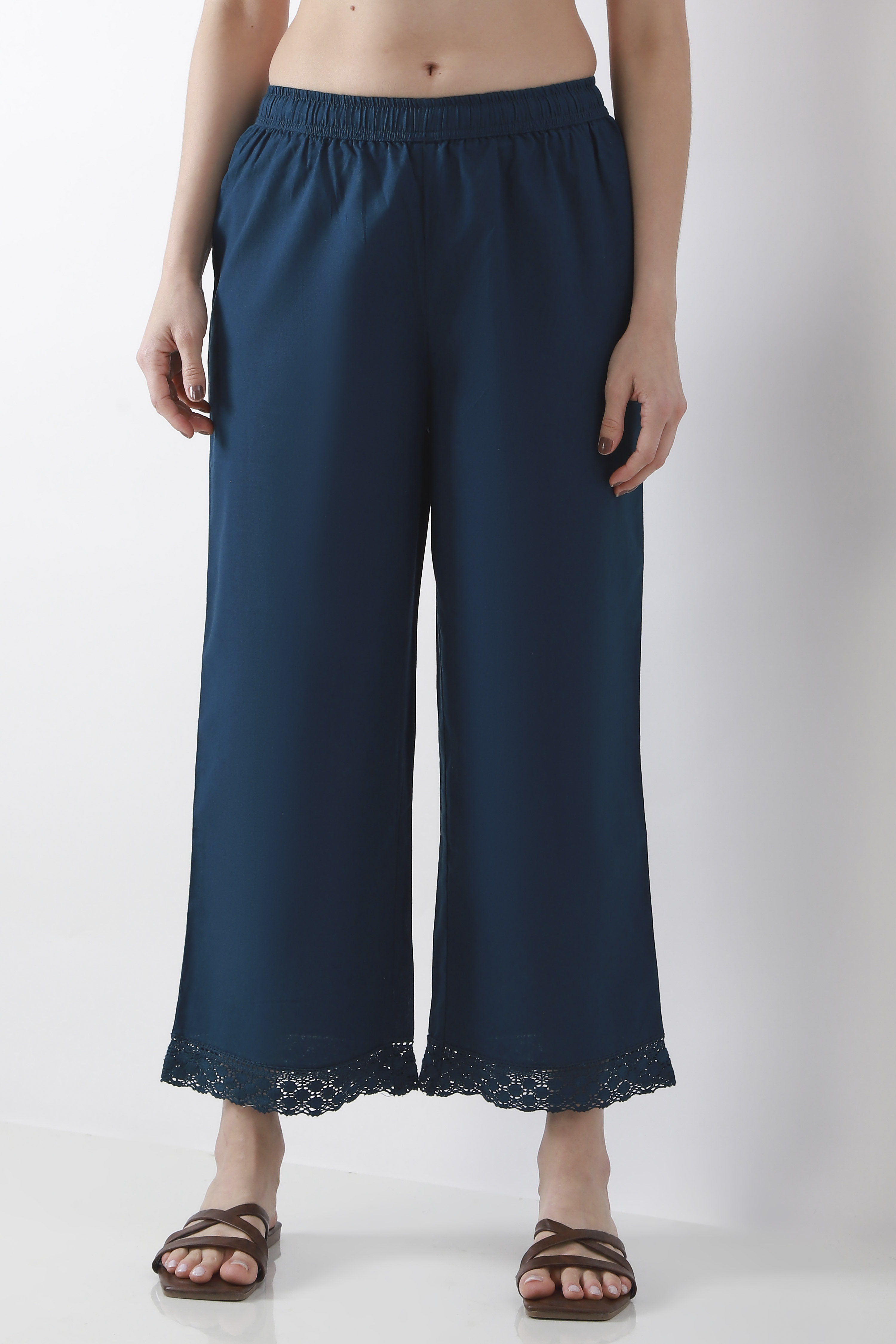 Natural Cotton Straight Palazzos image number 4